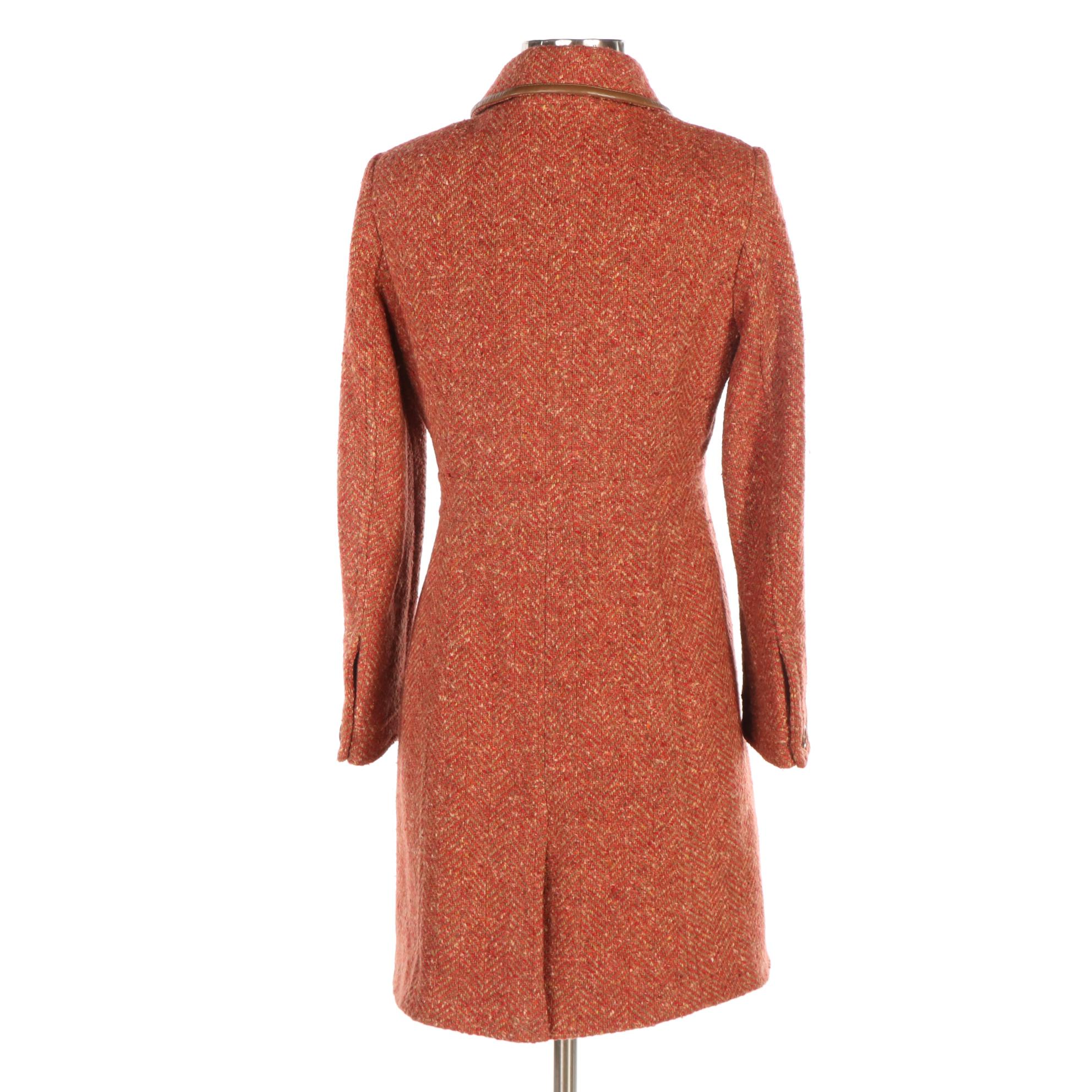 Coach Wool Herringbone Tweed Coat