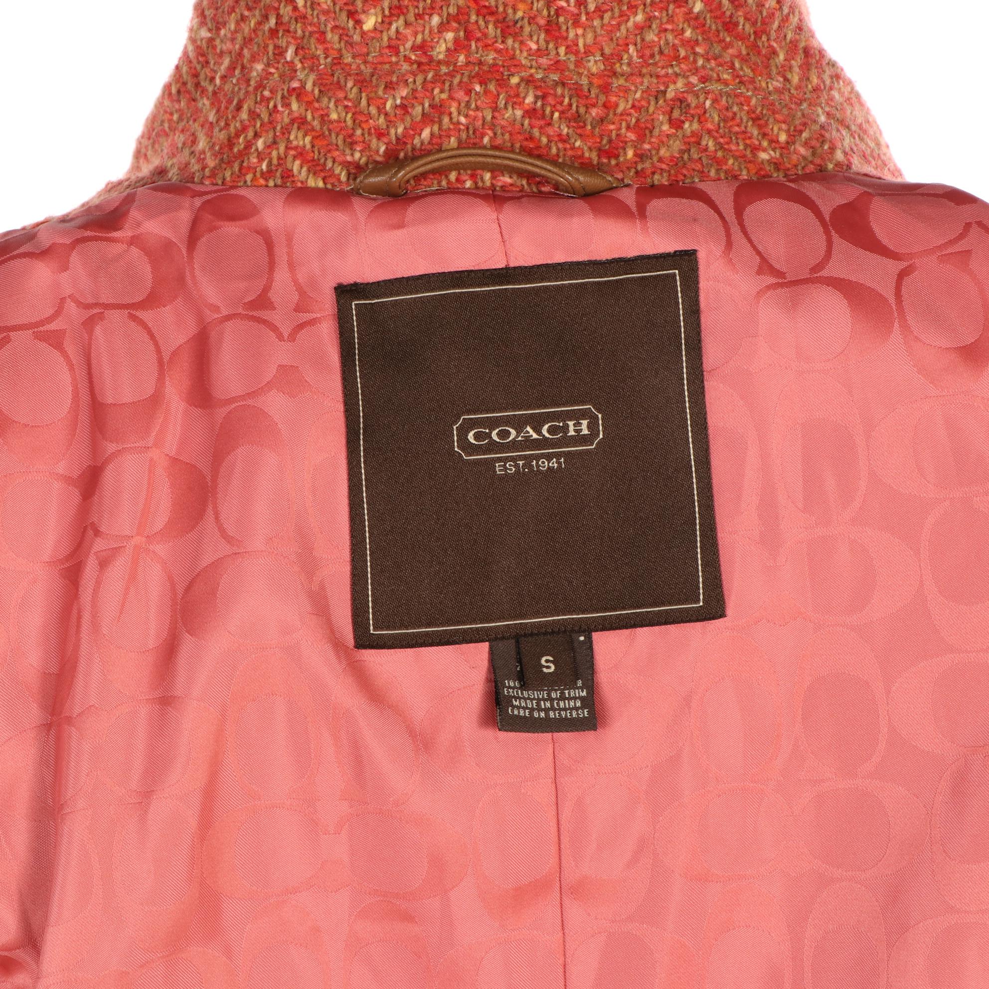 Coach Wool Herringbone Tweed Coat