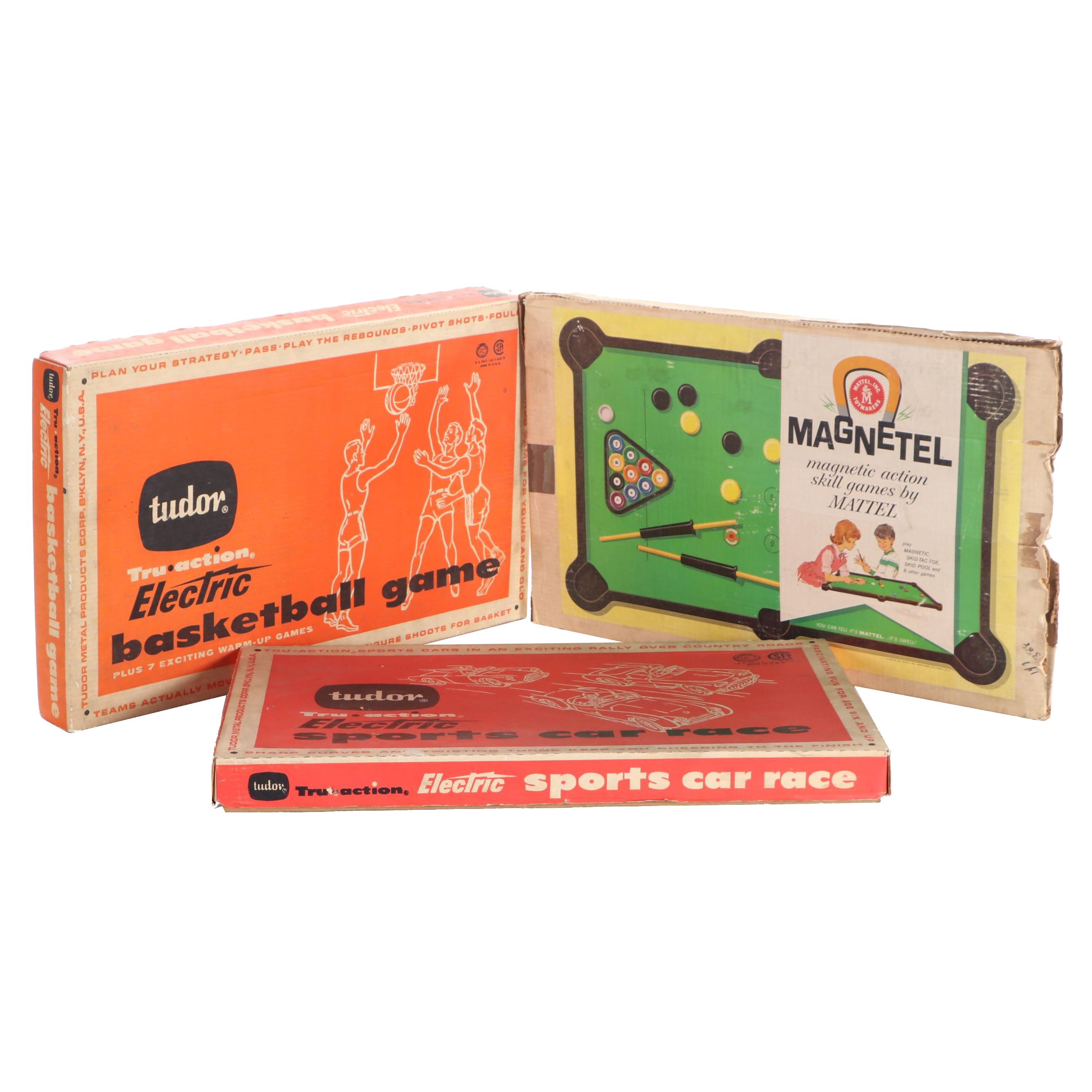 Tudor Tru Action Electric Board Games with Mattel Magnetel Billiards Game