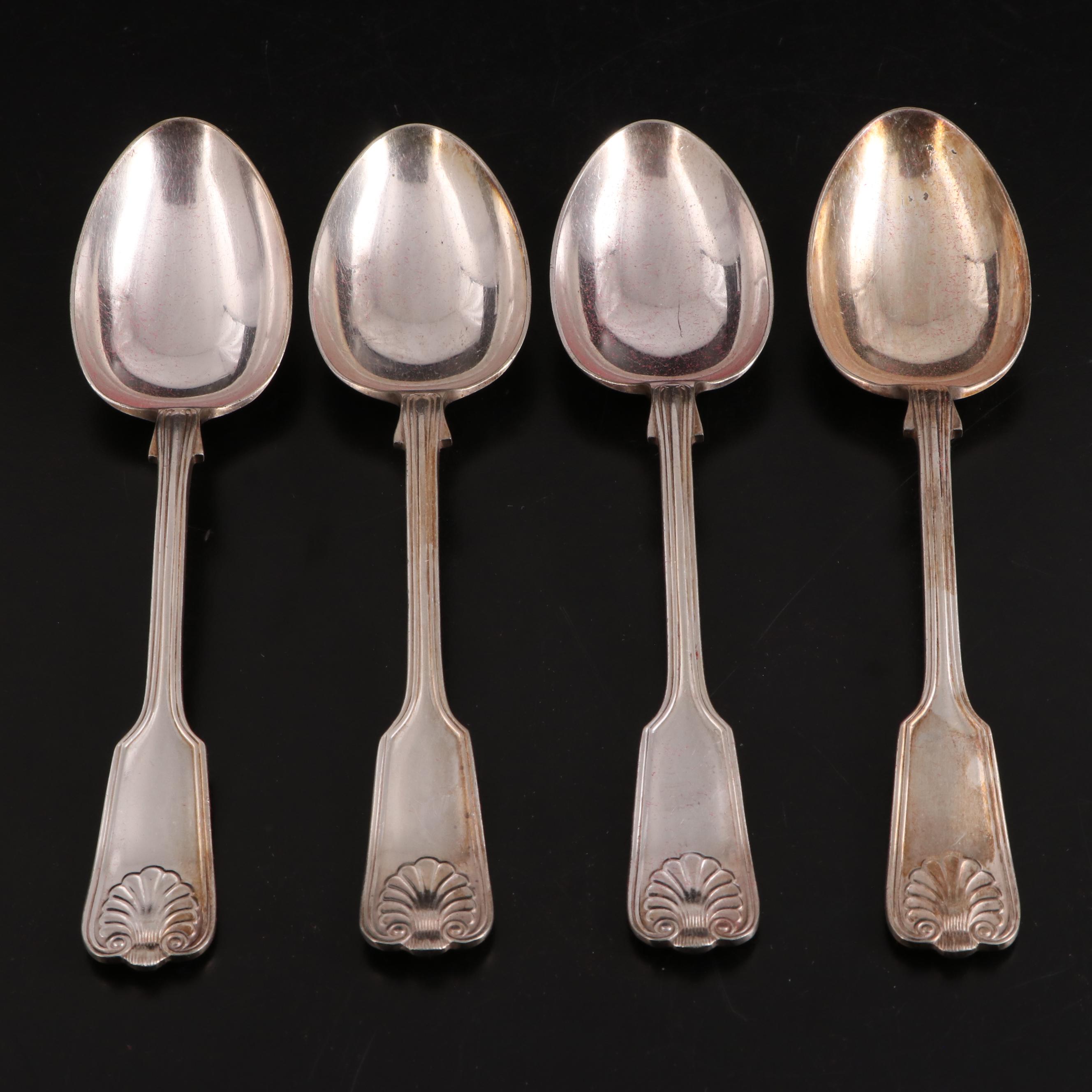 William Adams Silver Plate Fiddle Shell Handled Flatware, Early 20th Century