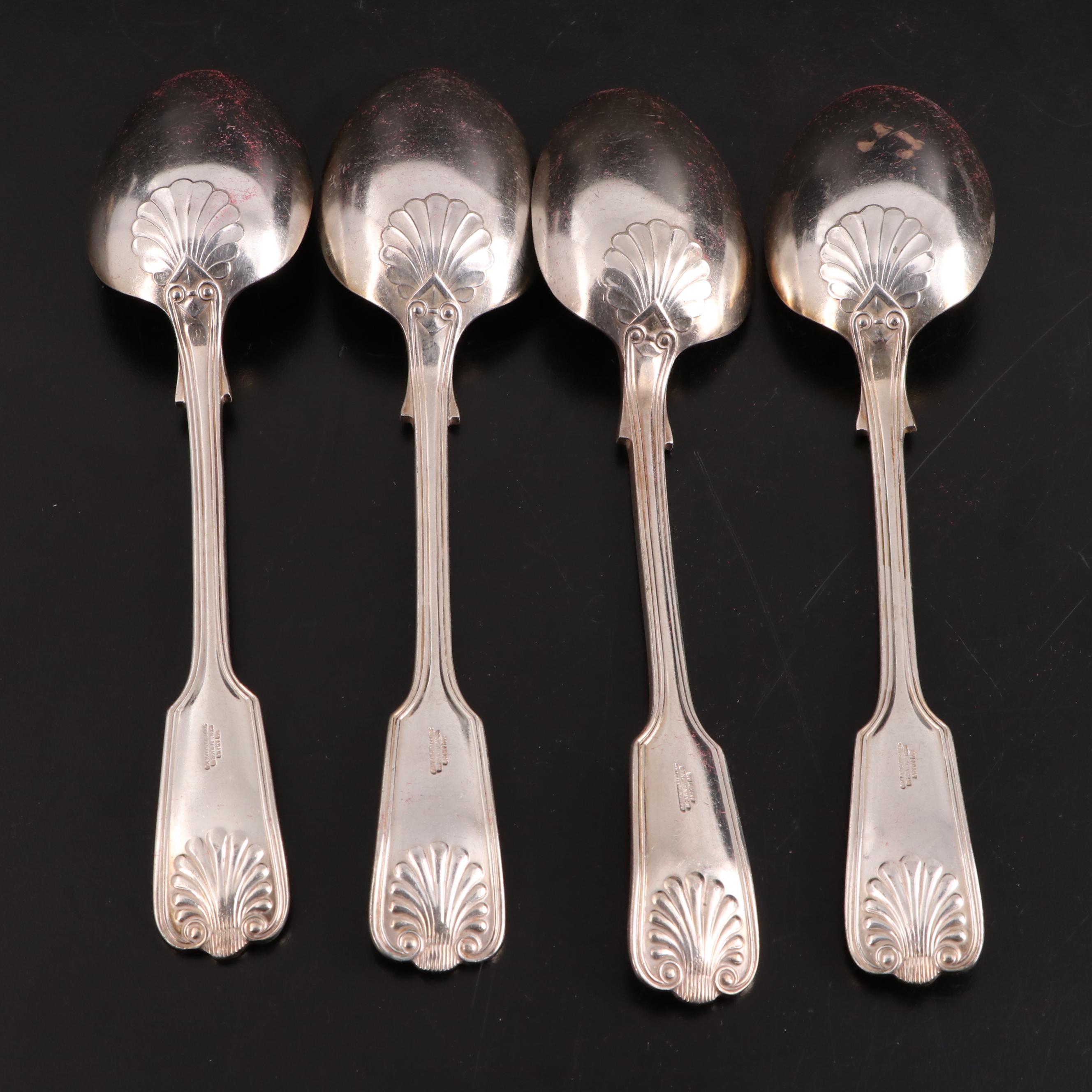 William Adams Silver Plate Fiddle Shell Handled Flatware, Early 20th Century