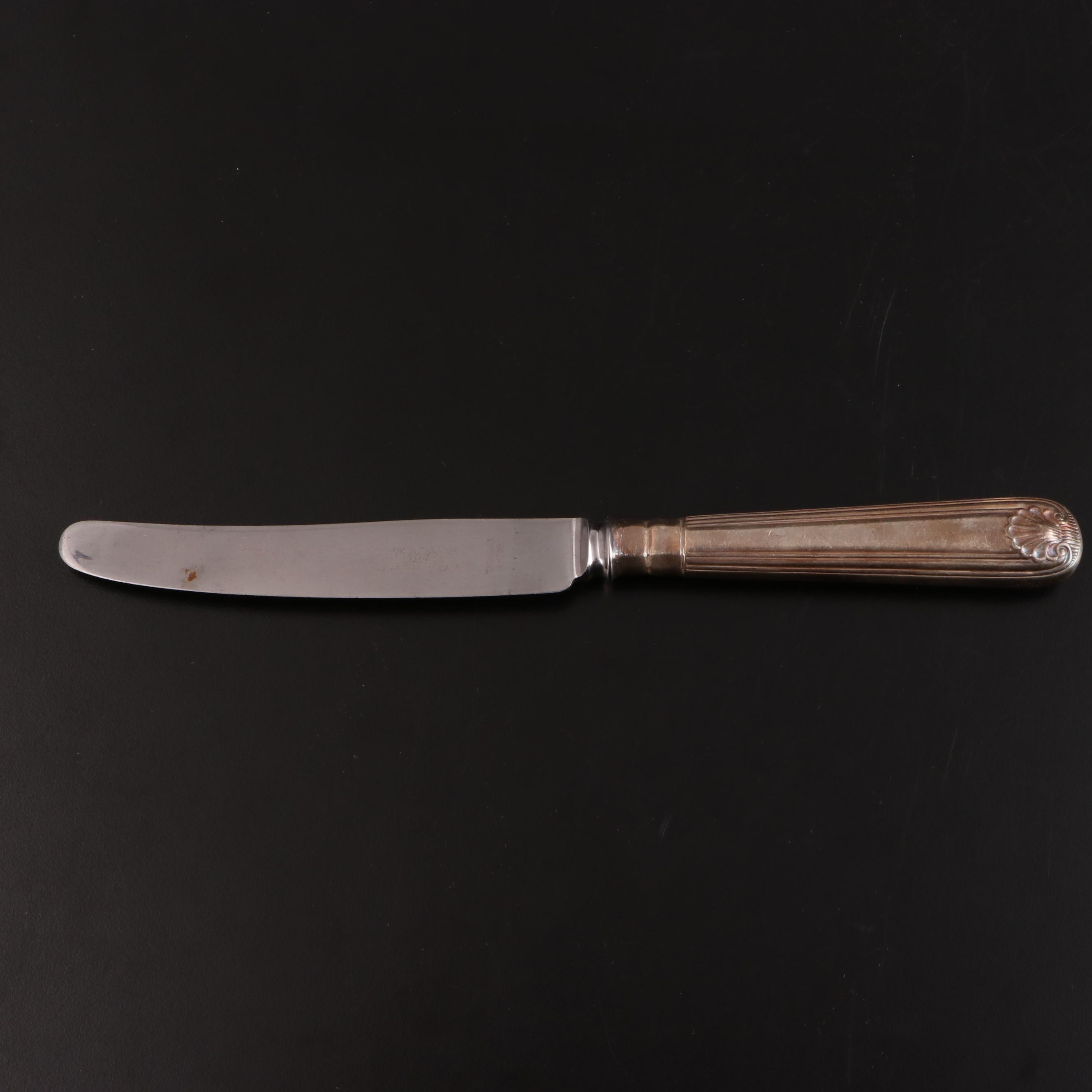 William Adams Silver Plate Fiddle Shell Handled Flatware, Early 20th Century