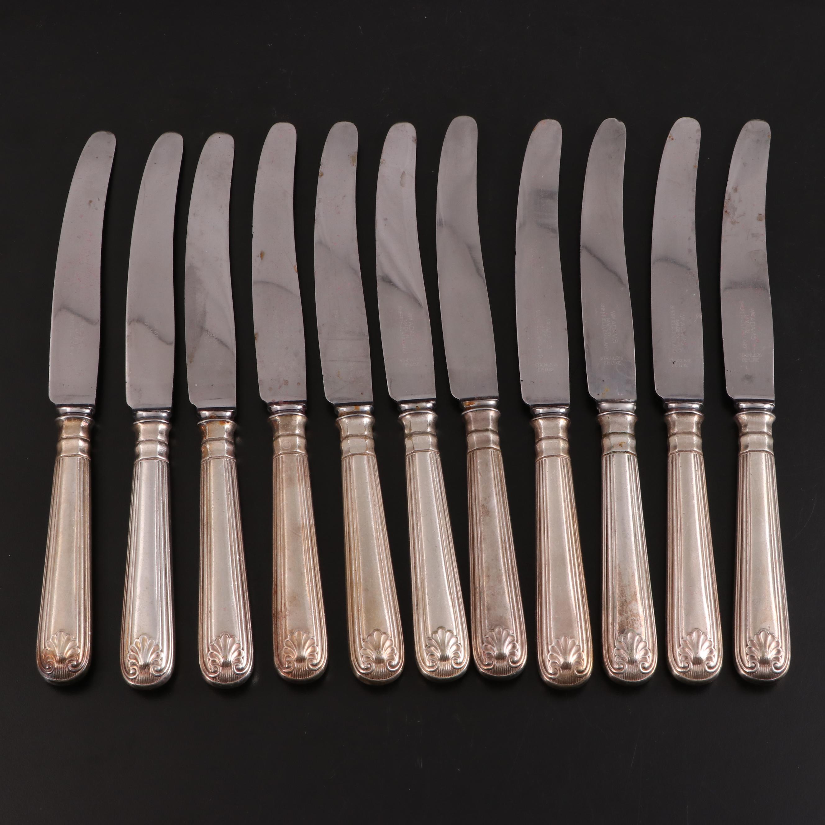 William Adams Silver Plate Fiddle Shell Handled Flatware, Early 20th Century