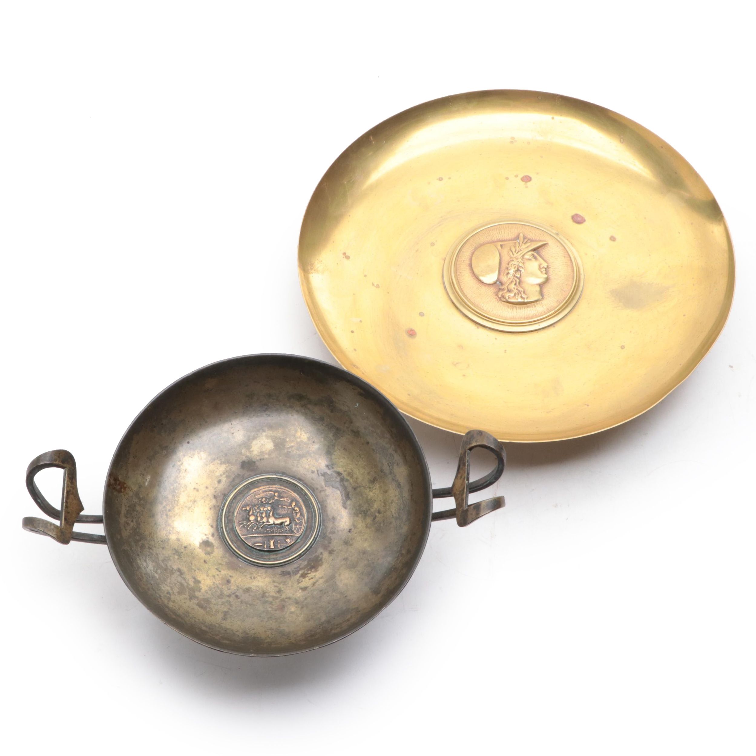 Greek Style Bronze Kylix and a Tazza, 19th Century