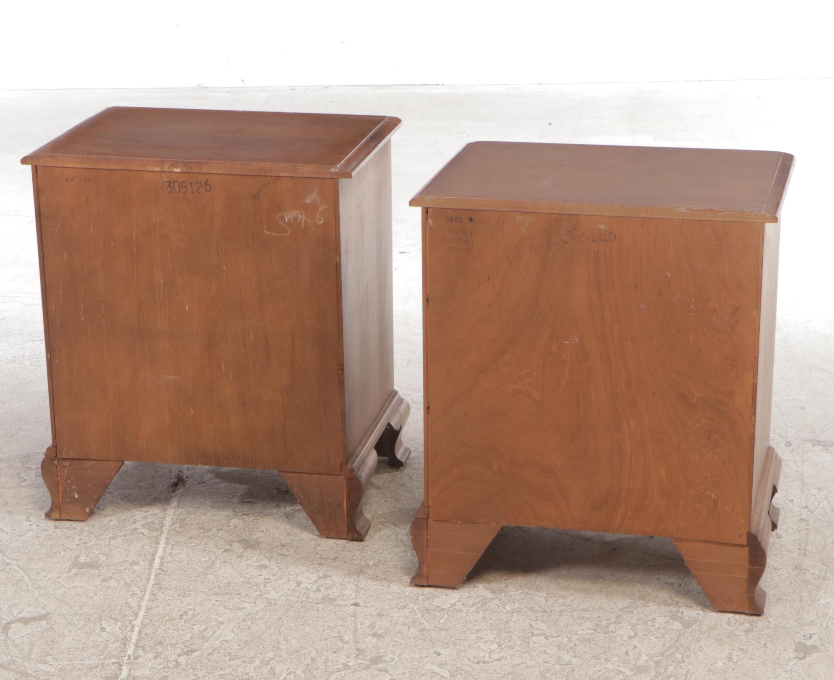 Pair of Kling Chippendale Style Maple Three-Drawer Nightstands