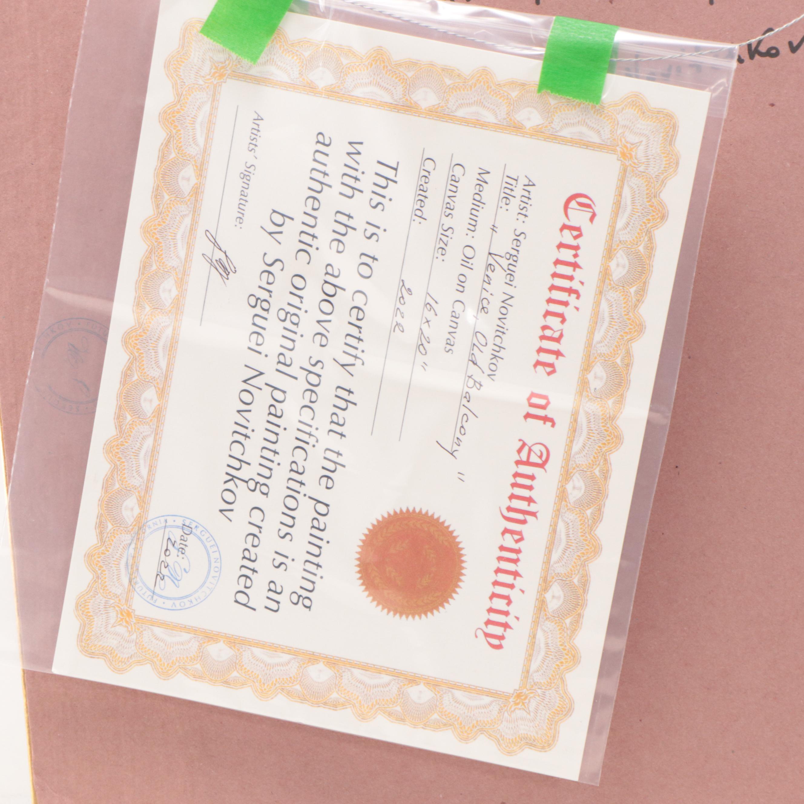 Serguei Novitchkov Oil Painting "Venice, Old Balcony," 2022