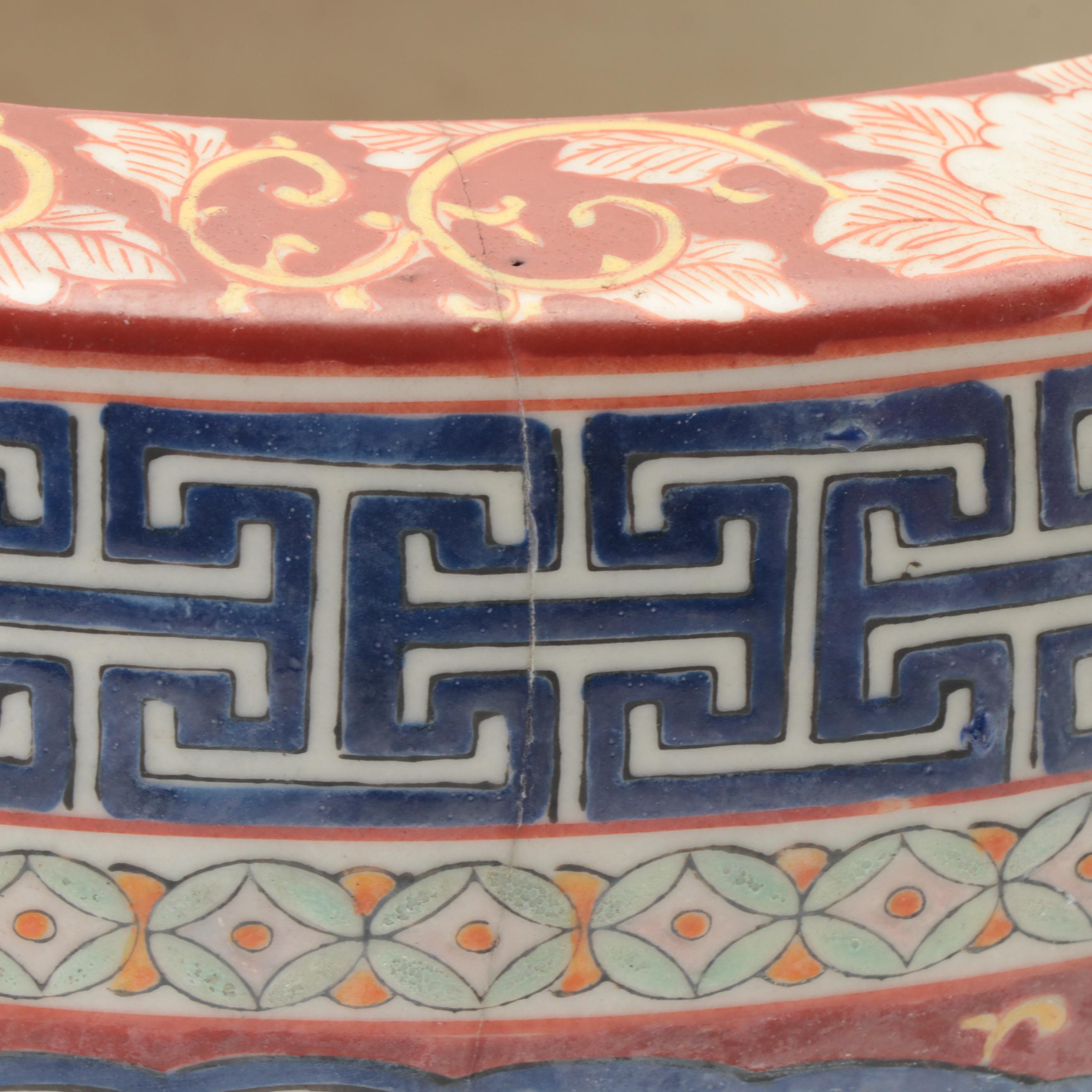 Pair of Chinese Enameled Porcelain Landscape Motif Planters