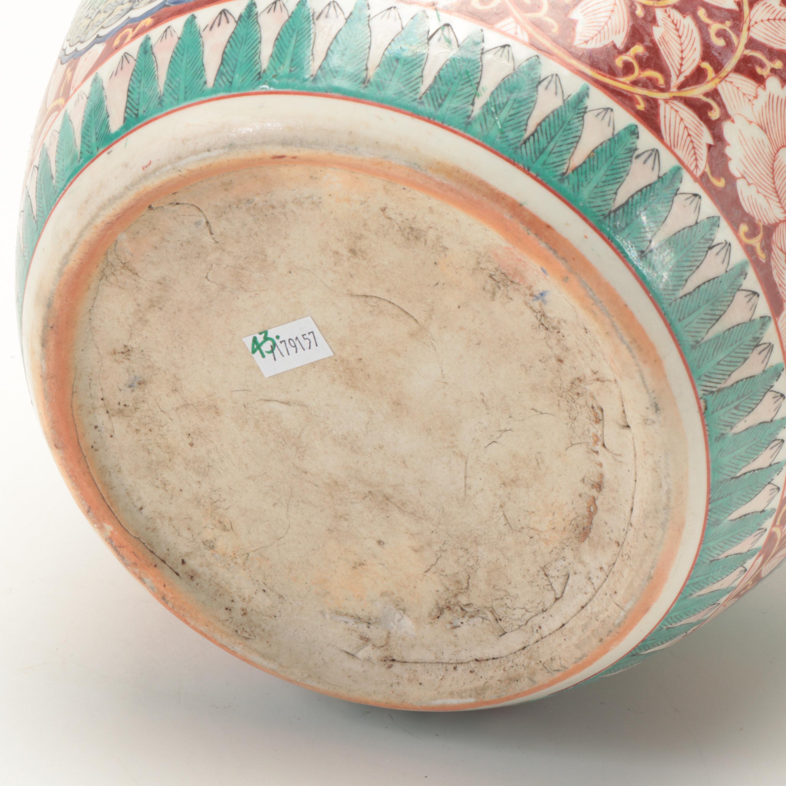 Pair of Chinese Enameled Porcelain Landscape Motif Planters