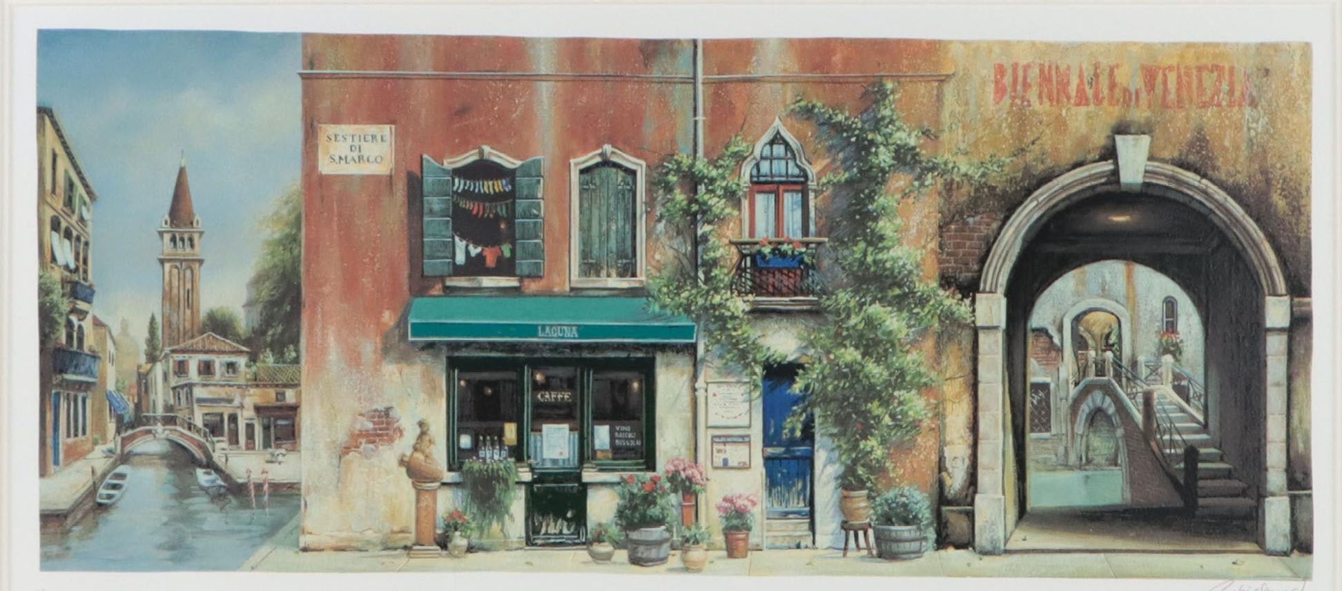 Louis Robichaud Embellished Giclée of Venice Canal Scene