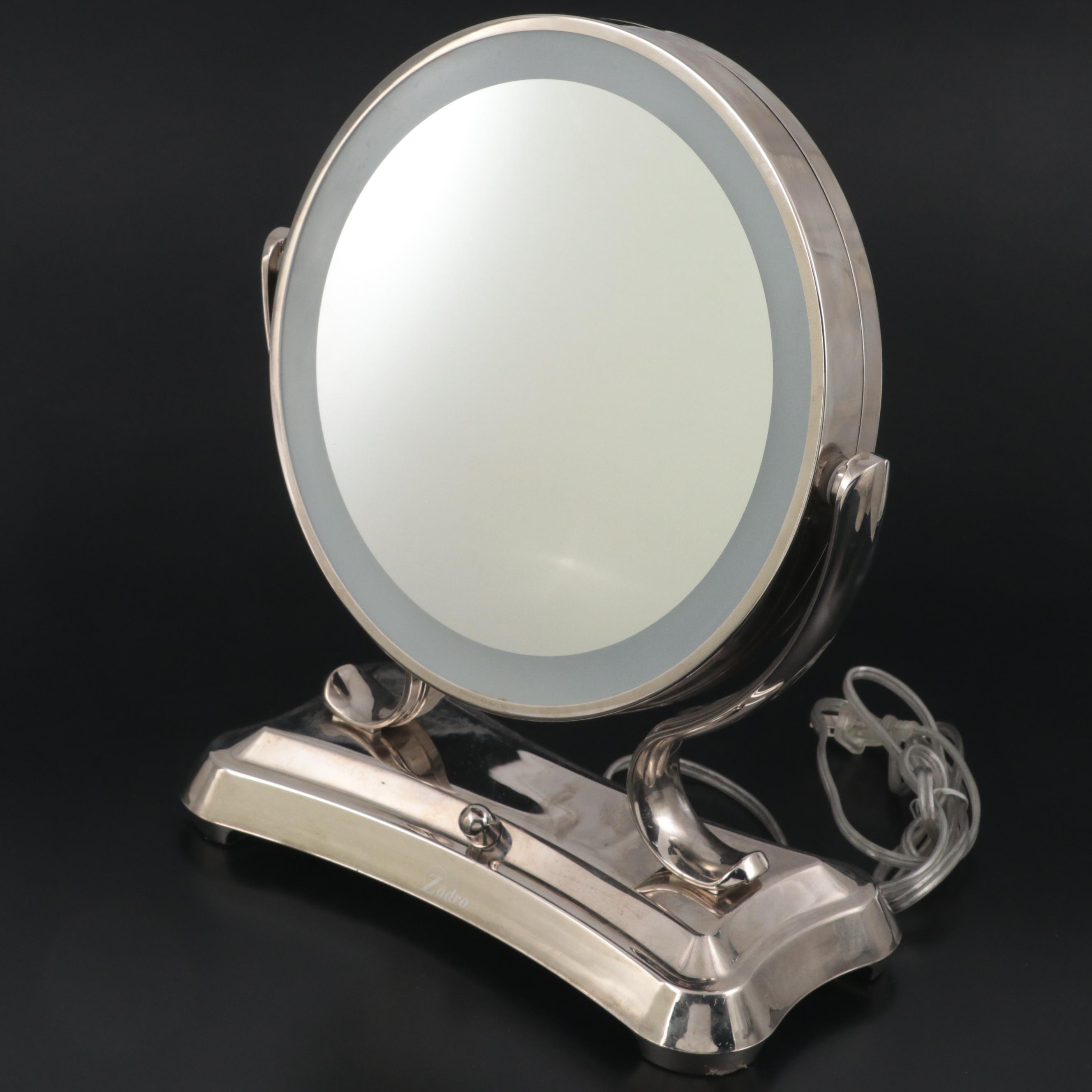 Zadro Dimmable Make Up Mirror and Magnifier with Faux Roses in Vase