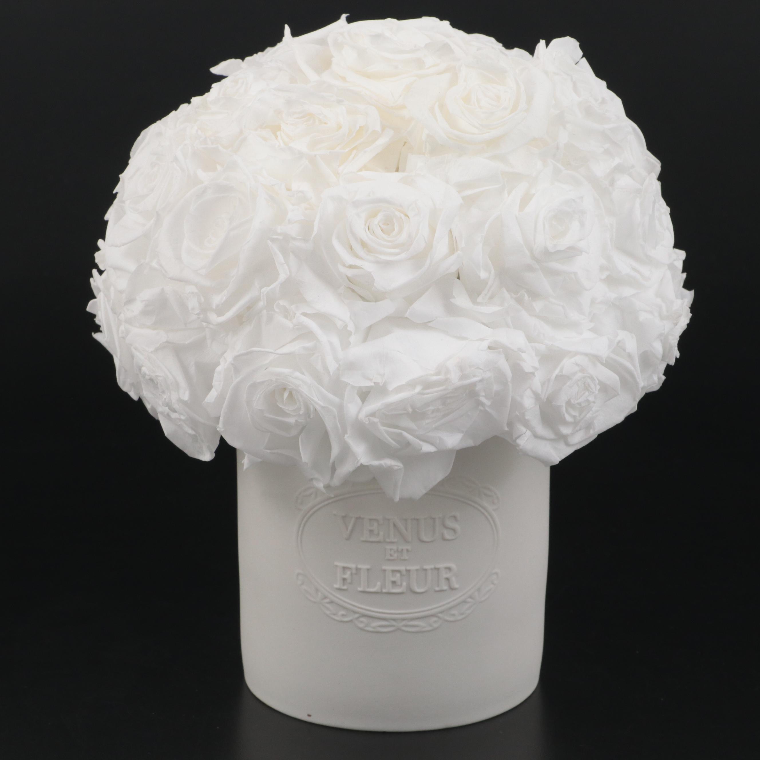 Zadro Dimmable Make Up Mirror and Magnifier with Faux Roses in Vase