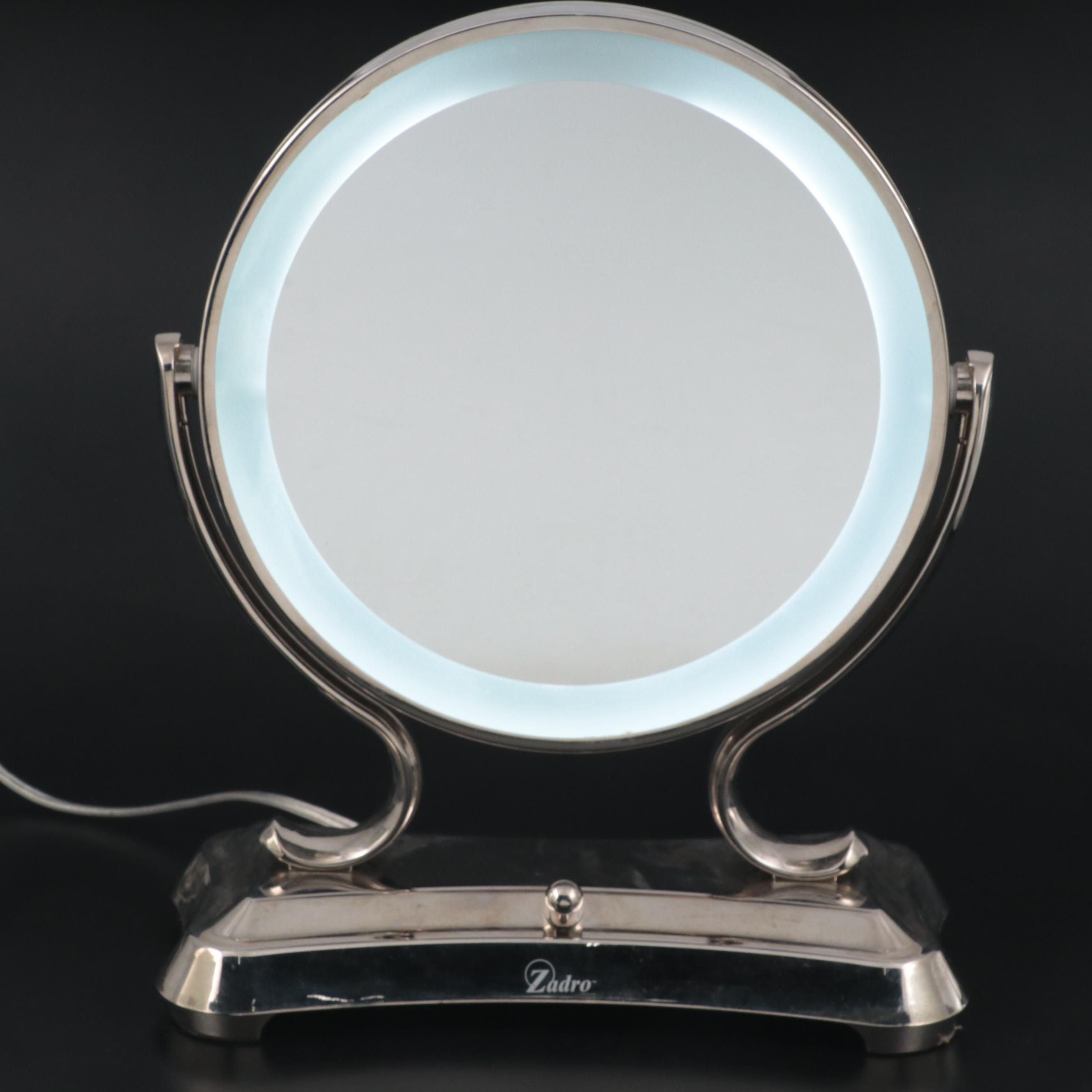 Zadro Dimmable Make Up Mirror and Magnifier with Faux Roses in Vase