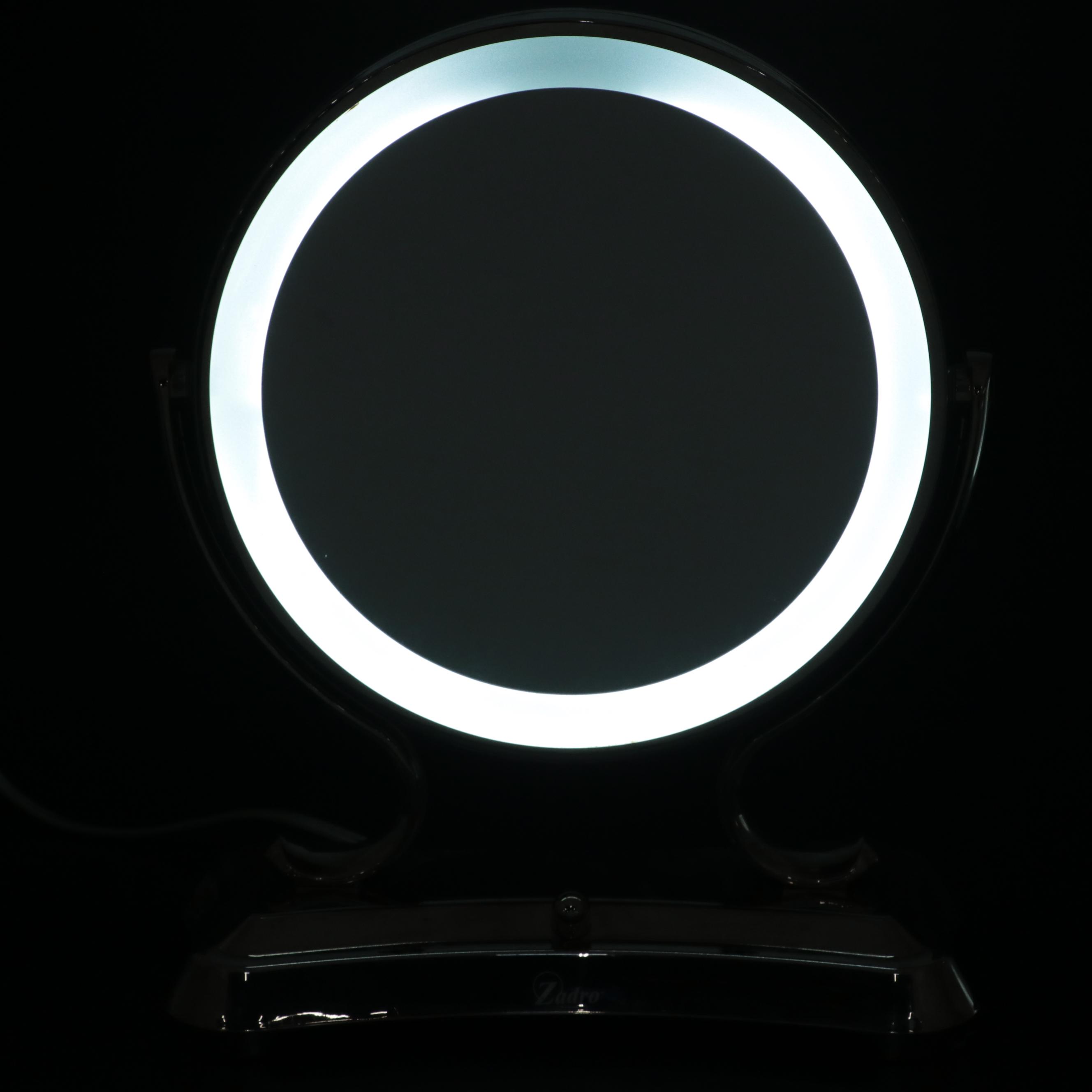 Zadro Dimmable Make Up Mirror and Magnifier with Faux Roses in Vase