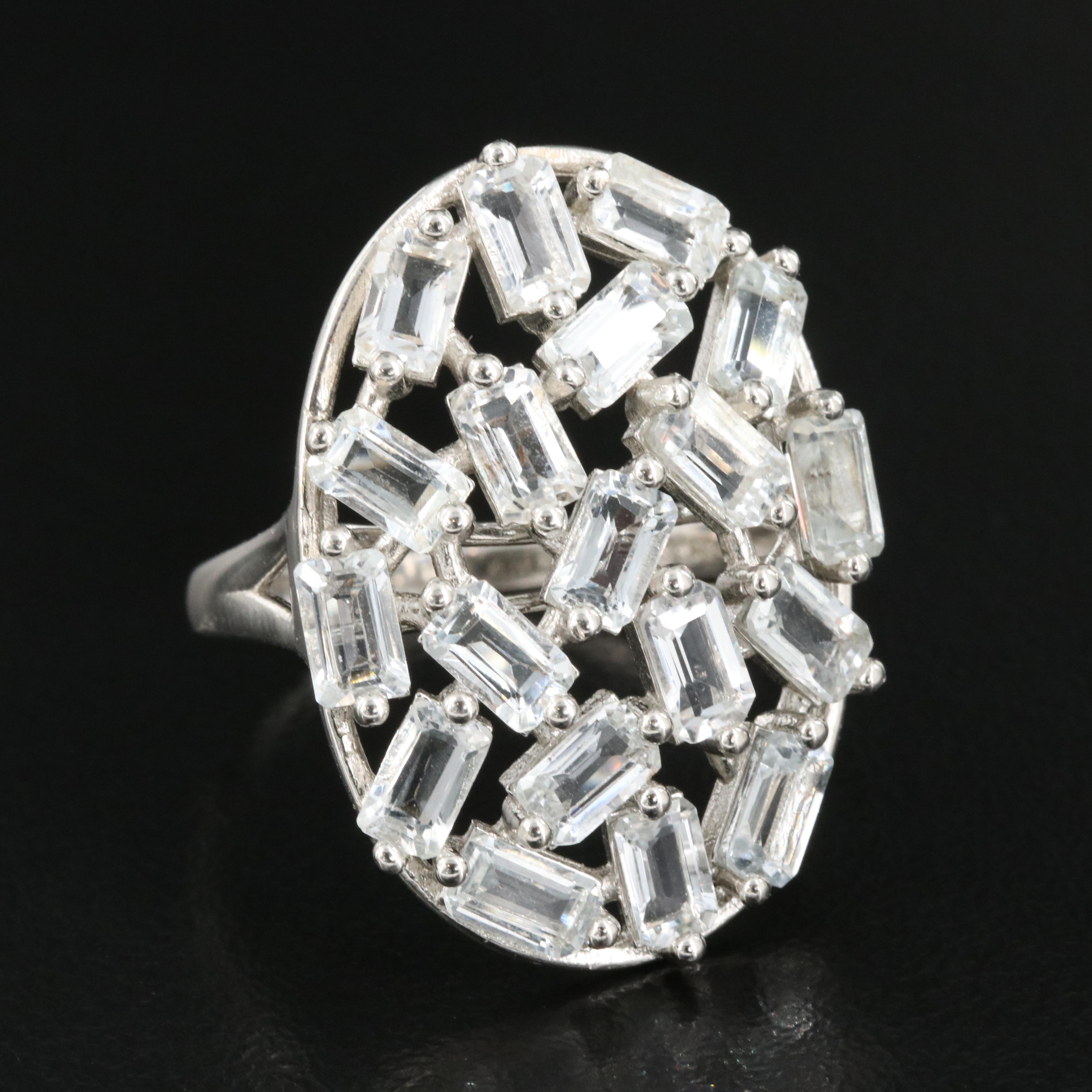 Sterling Aquamarine Cluster Ring