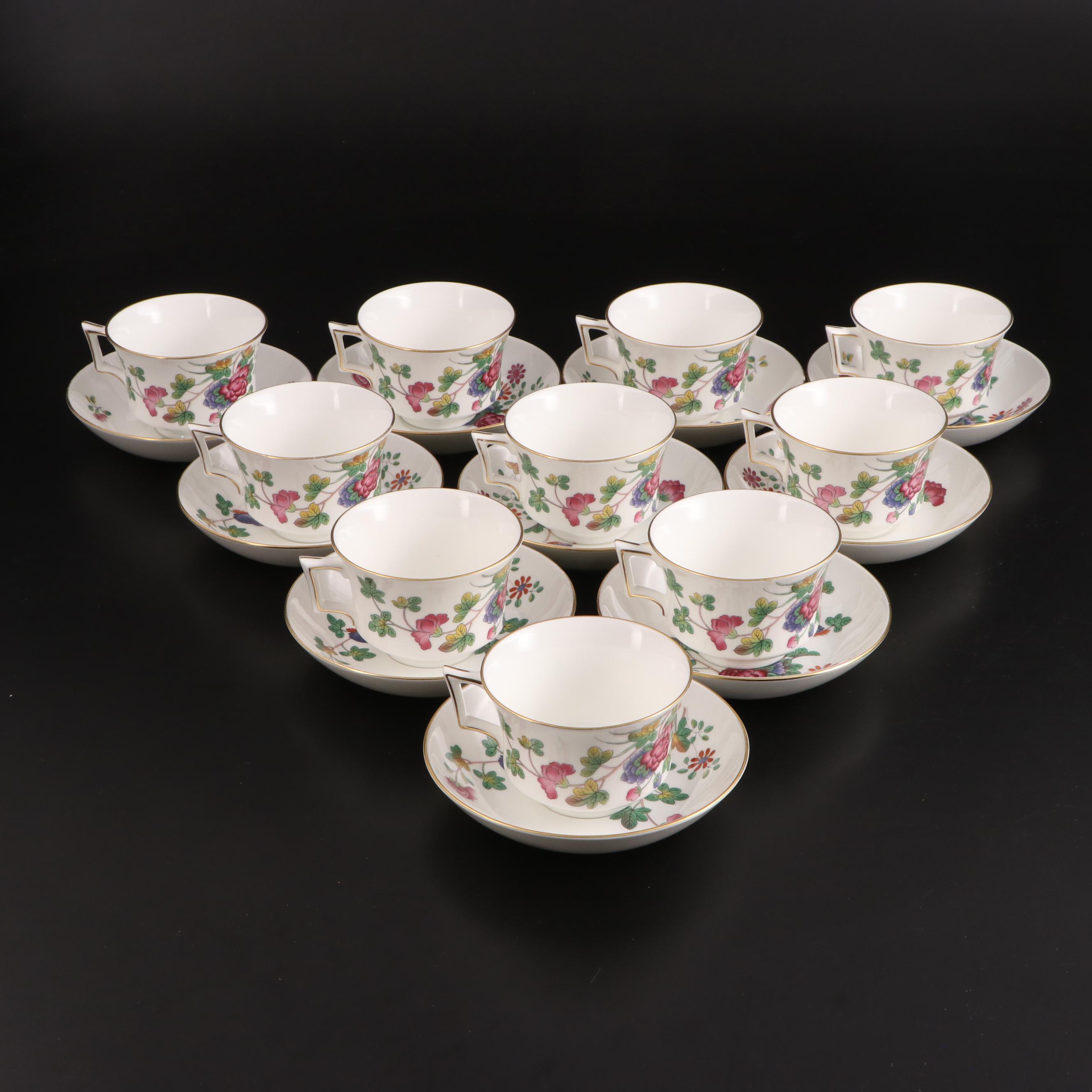 Wedgwood "Cuckoo" Bone China Cups with Saucers, Late 20th Century