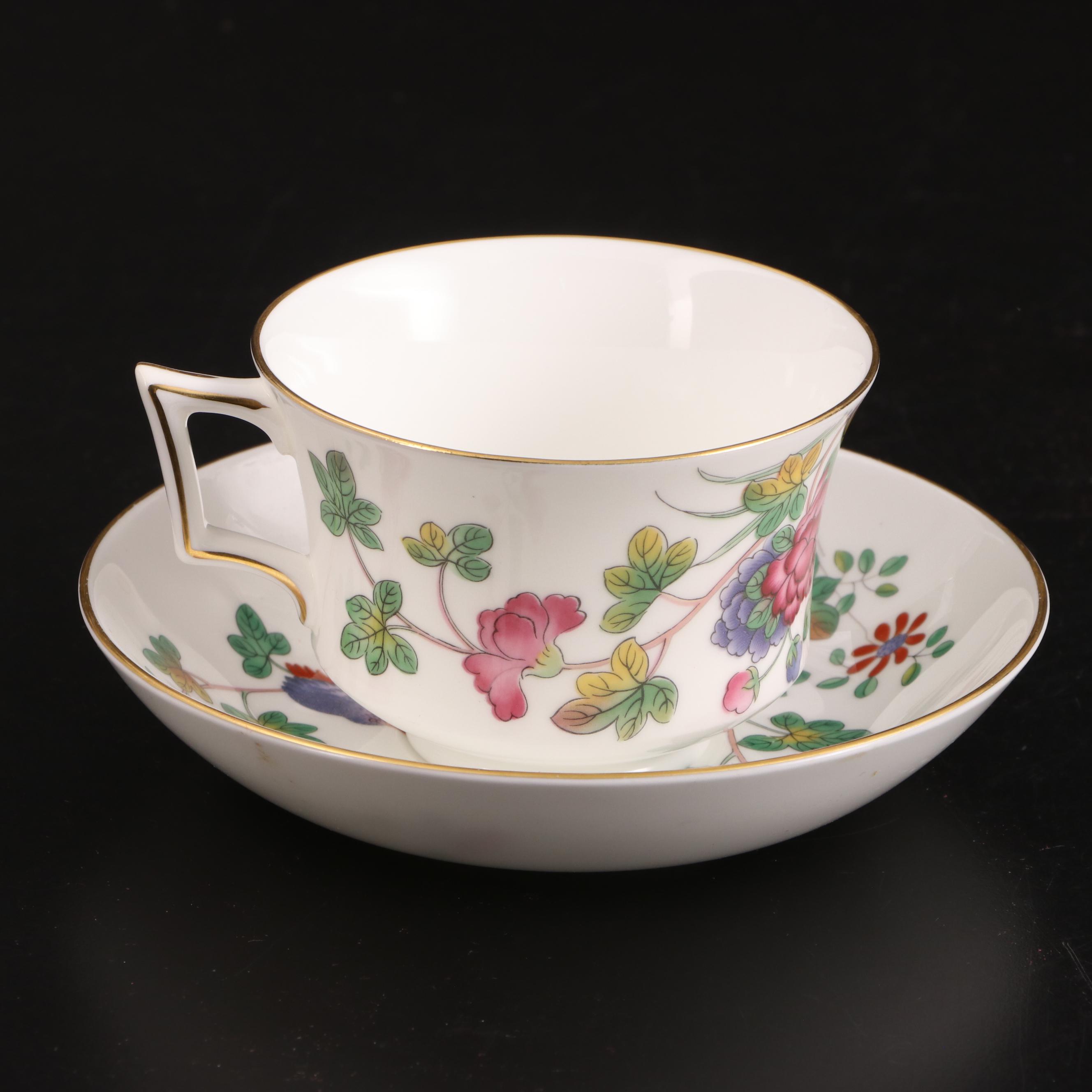 Wedgwood "Cuckoo" Bone China Cups with Saucers, Late 20th Century