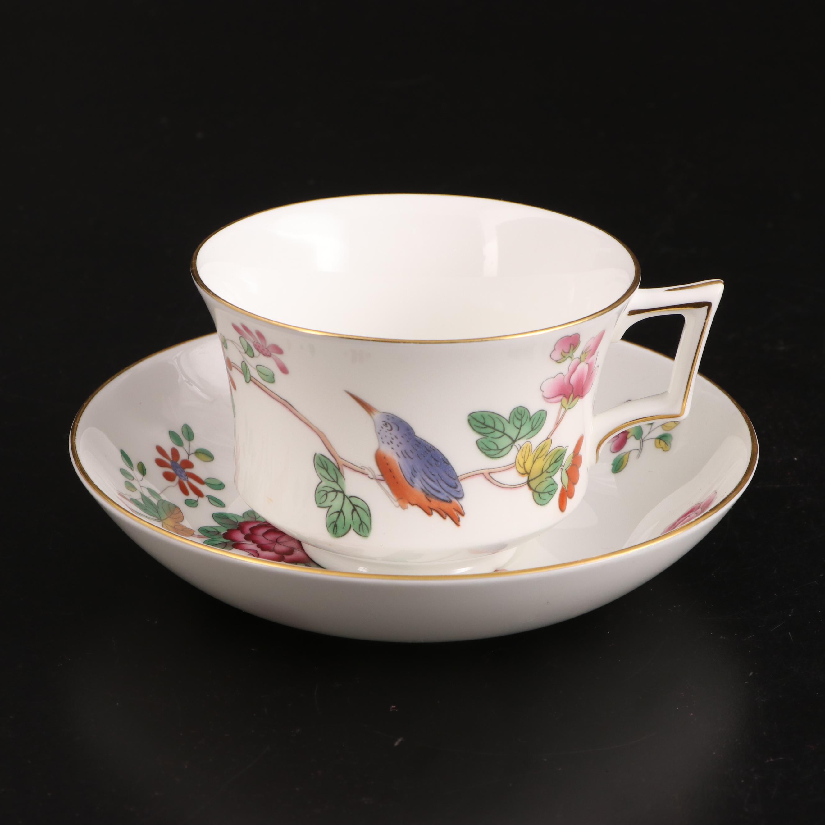 Wedgwood "Cuckoo" Bone China Cups with Saucers, Late 20th Century