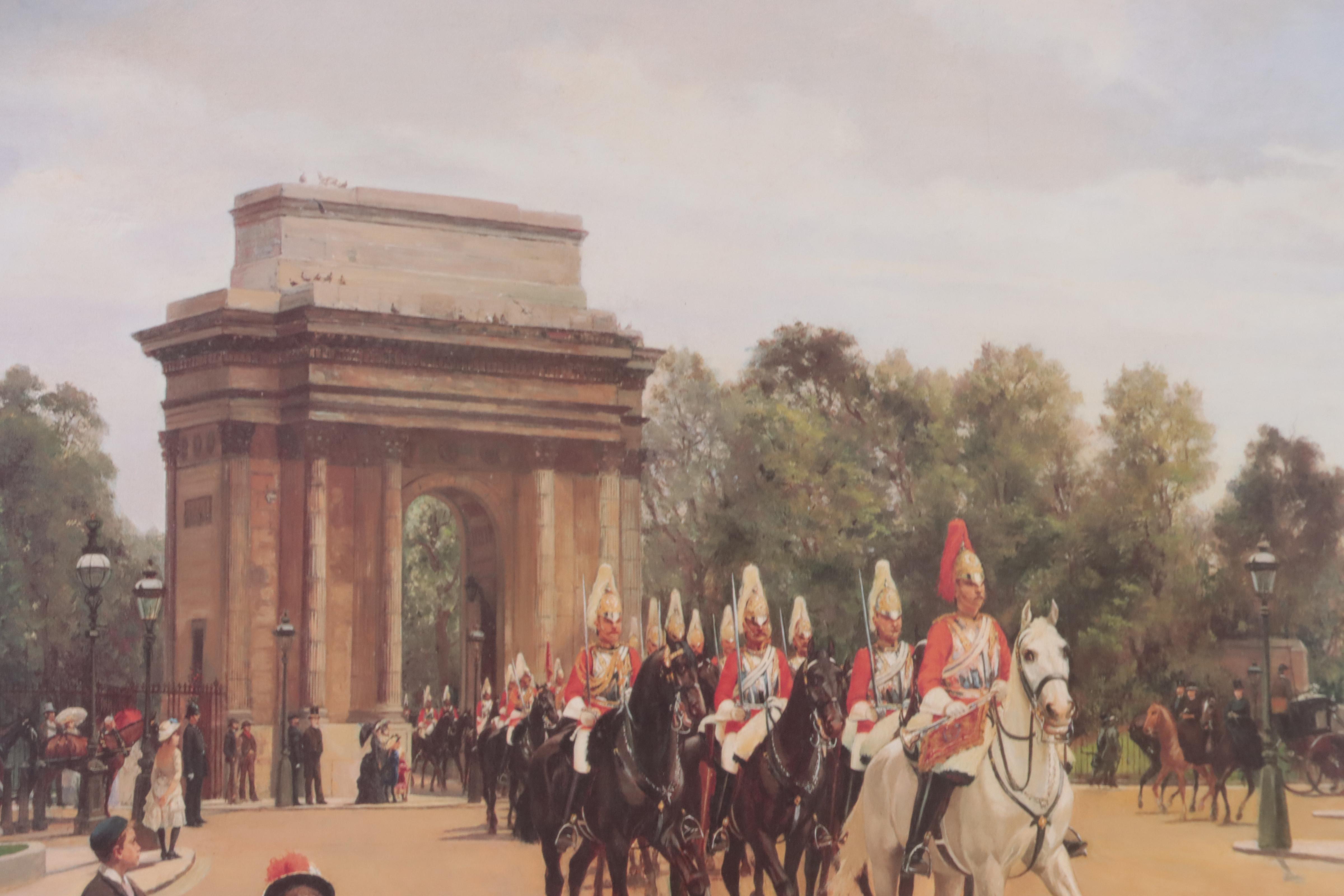 Offset Lithograph After Filippo Baratti "Life Guards Passing Hyde Park Corner"