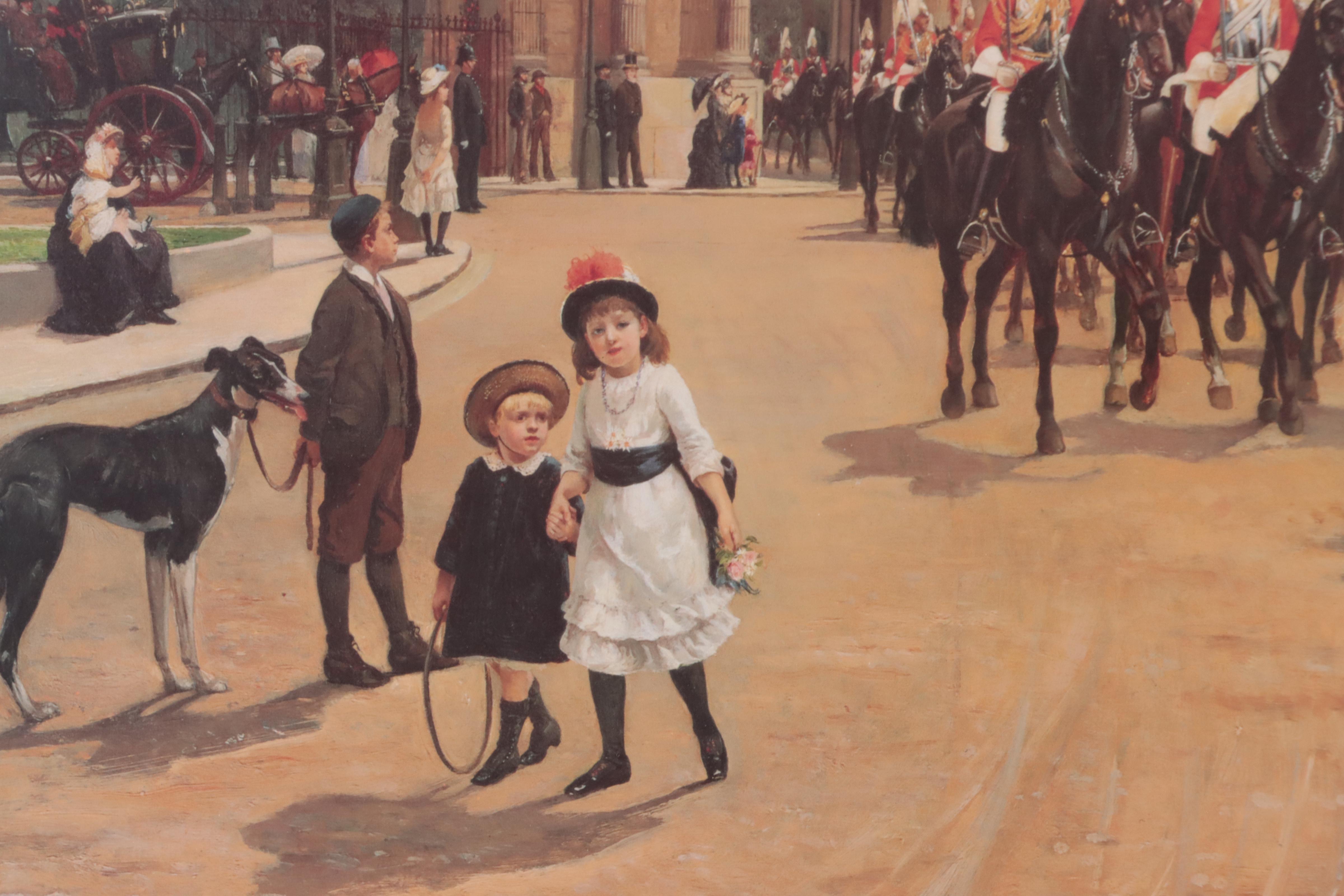 Offset Lithograph After Filippo Baratti "Life Guards Passing Hyde Park Corner"