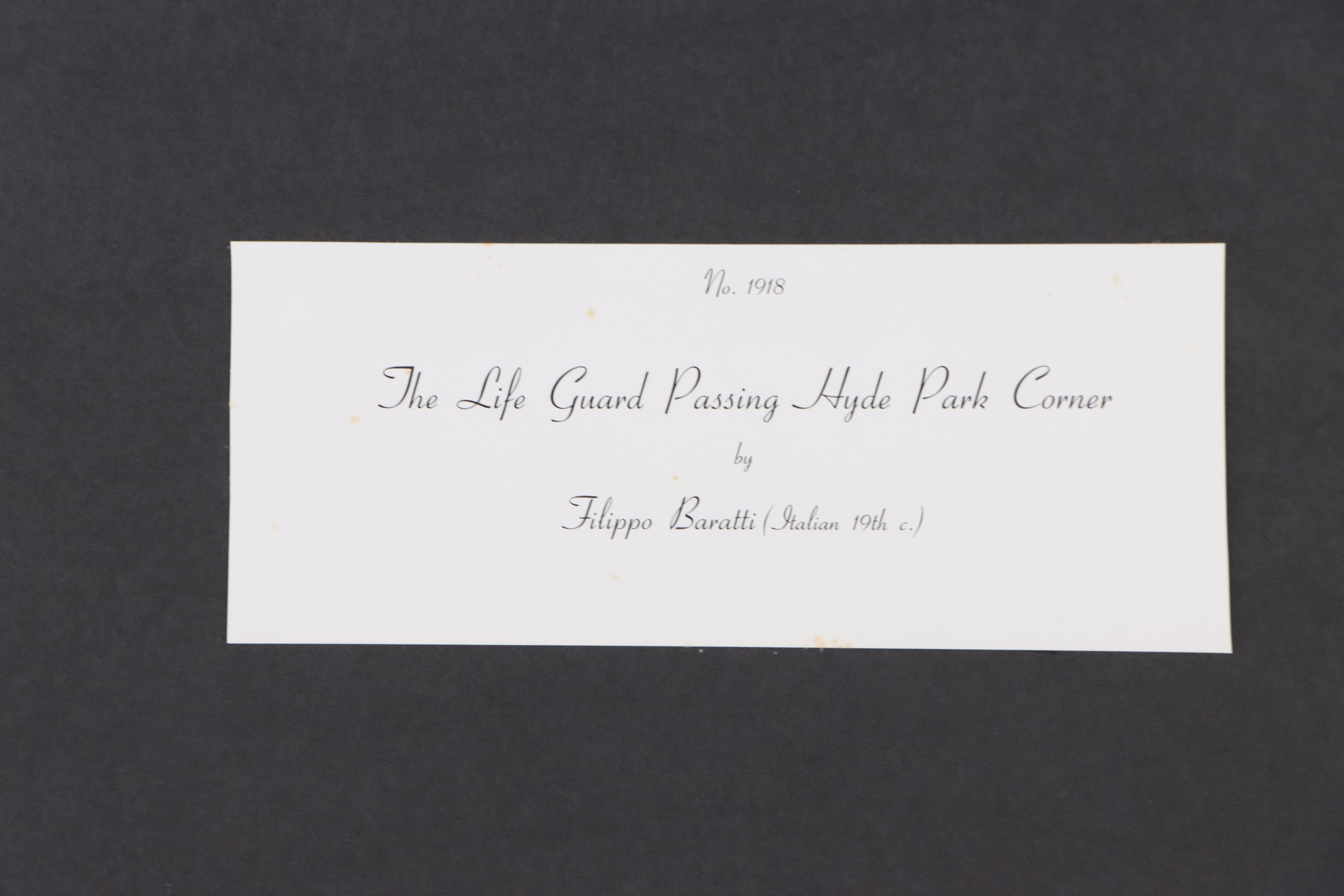 Offset Lithograph After Filippo Baratti "Life Guards Passing Hyde Park Corner"