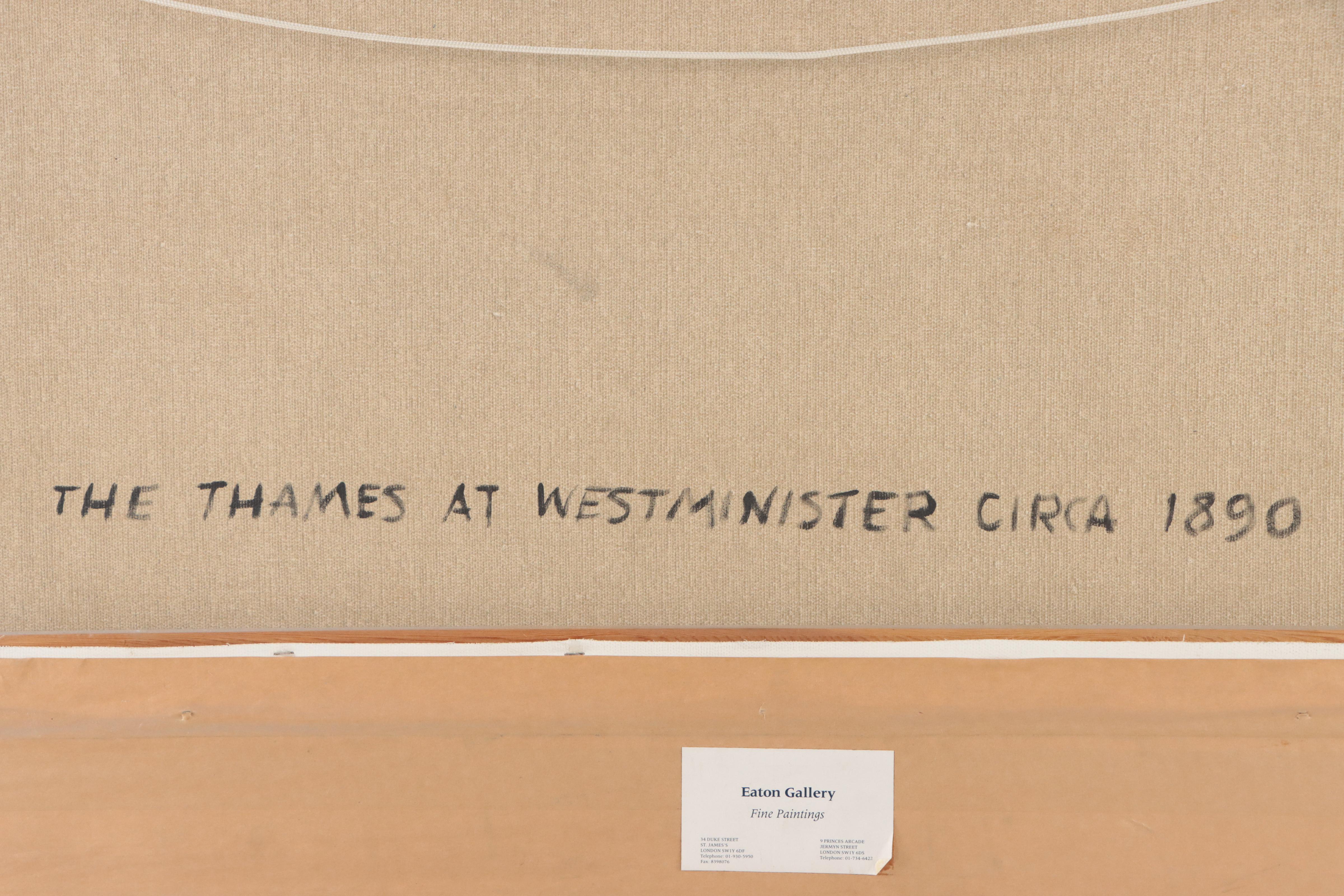 John Sutton Oil Painting "The Thames At Westminster," Circa 1890