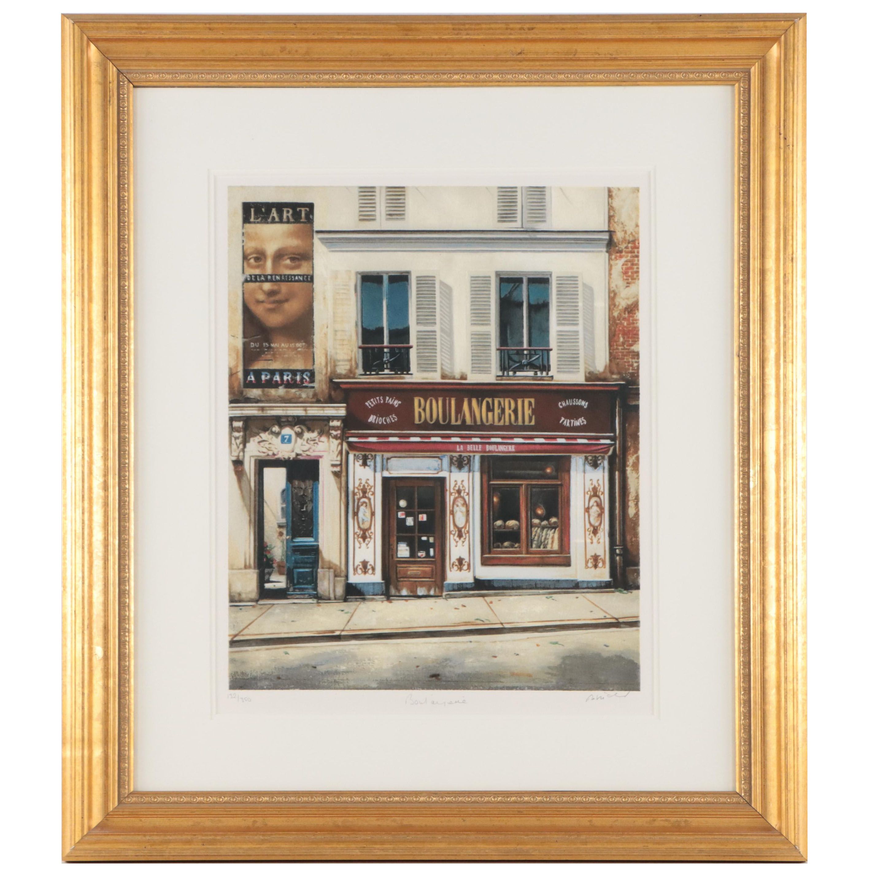 Louis Robichaud Serigraph of Street Scene "Boulangerie"