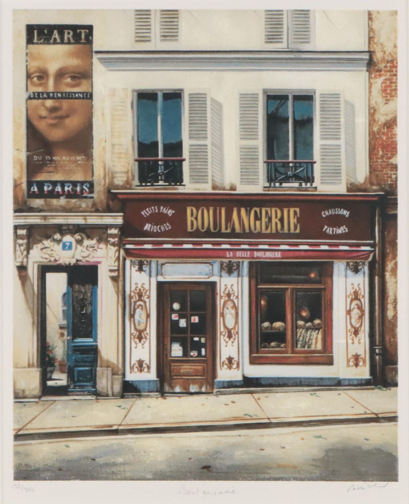 Louis Robichaud Serigraph of Street Scene "Boulangerie"