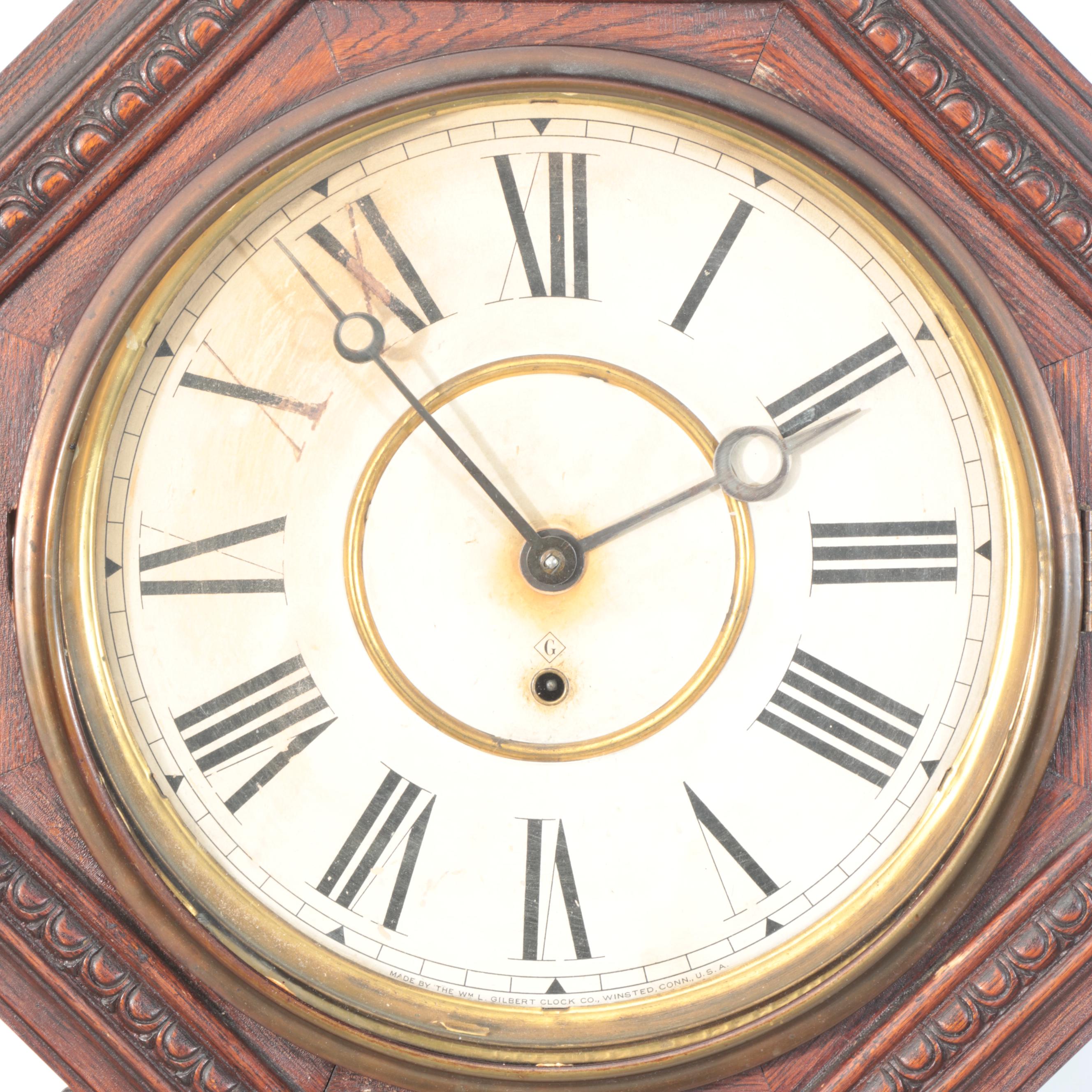 Wm. L. Gilbert "Consort" Oak Regulator Clock, Early 20th Century