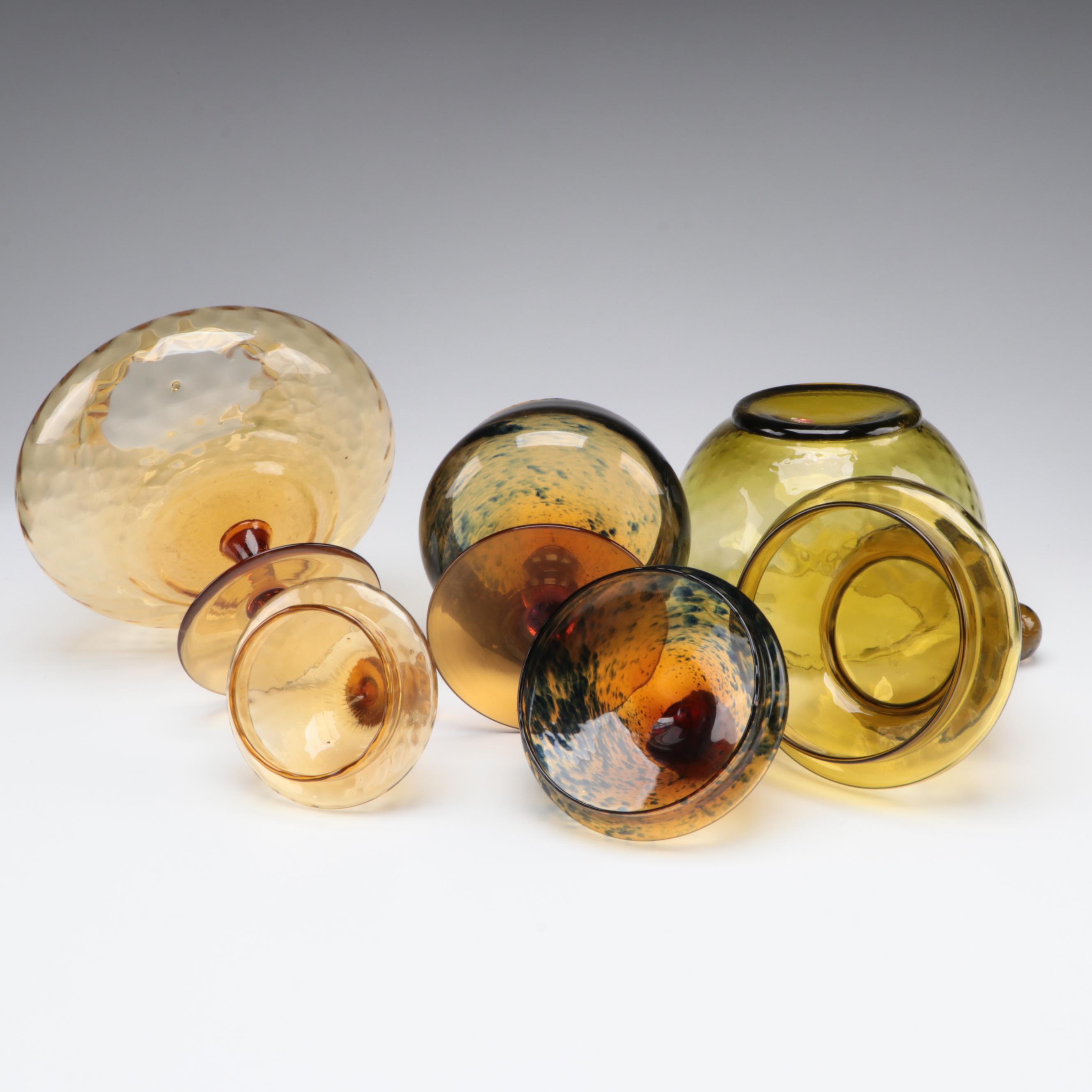 Italian and Other Glass Apothecary Style Jars and Tableware, Mid to Late 20th C.