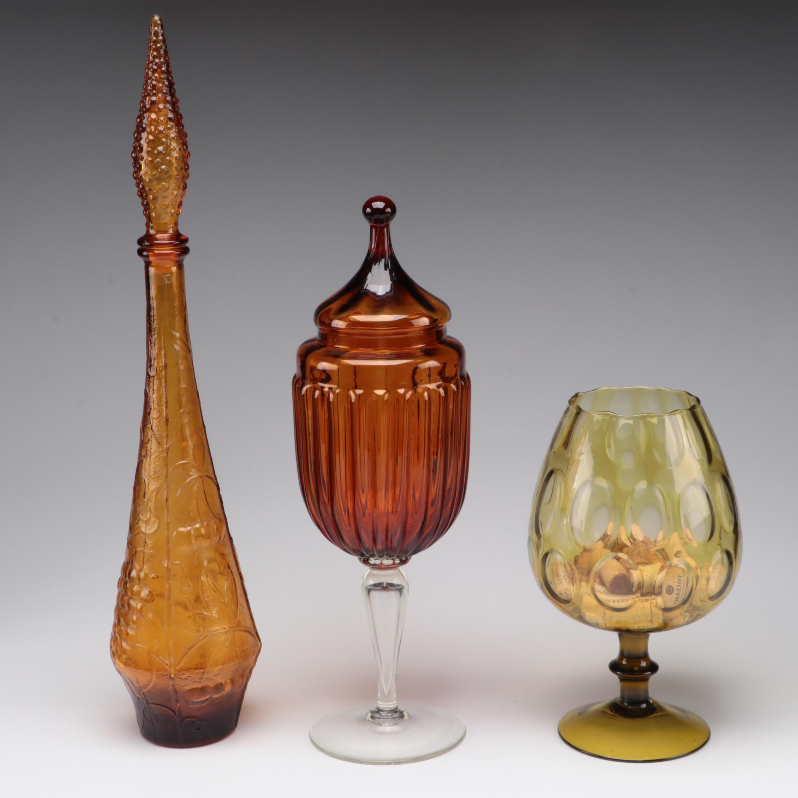 Italian and Other Glass Apothecary Style Jars and Tableware, Mid to Late 20th C.