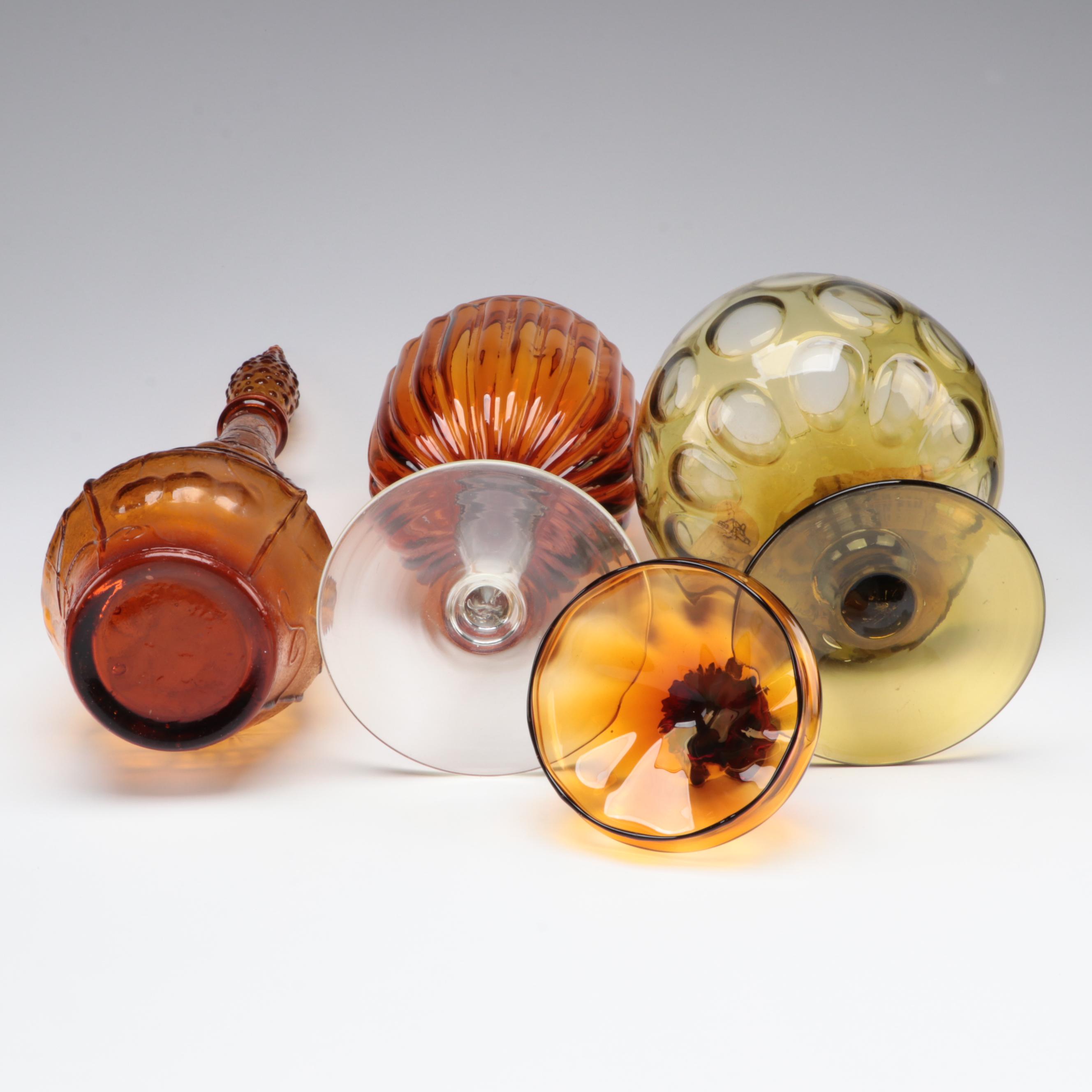 Italian and Other Glass Apothecary Style Jars and Tableware, Mid to Late 20th C.