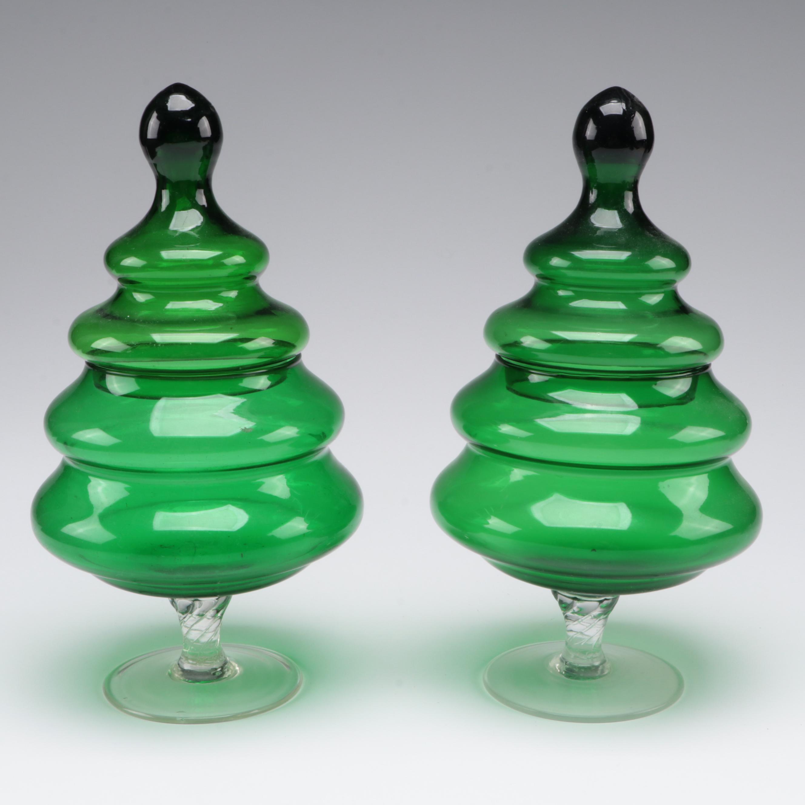 Italian and Other Glass Apothecary Style Jars and Tableware, Mid to Late 20th C.