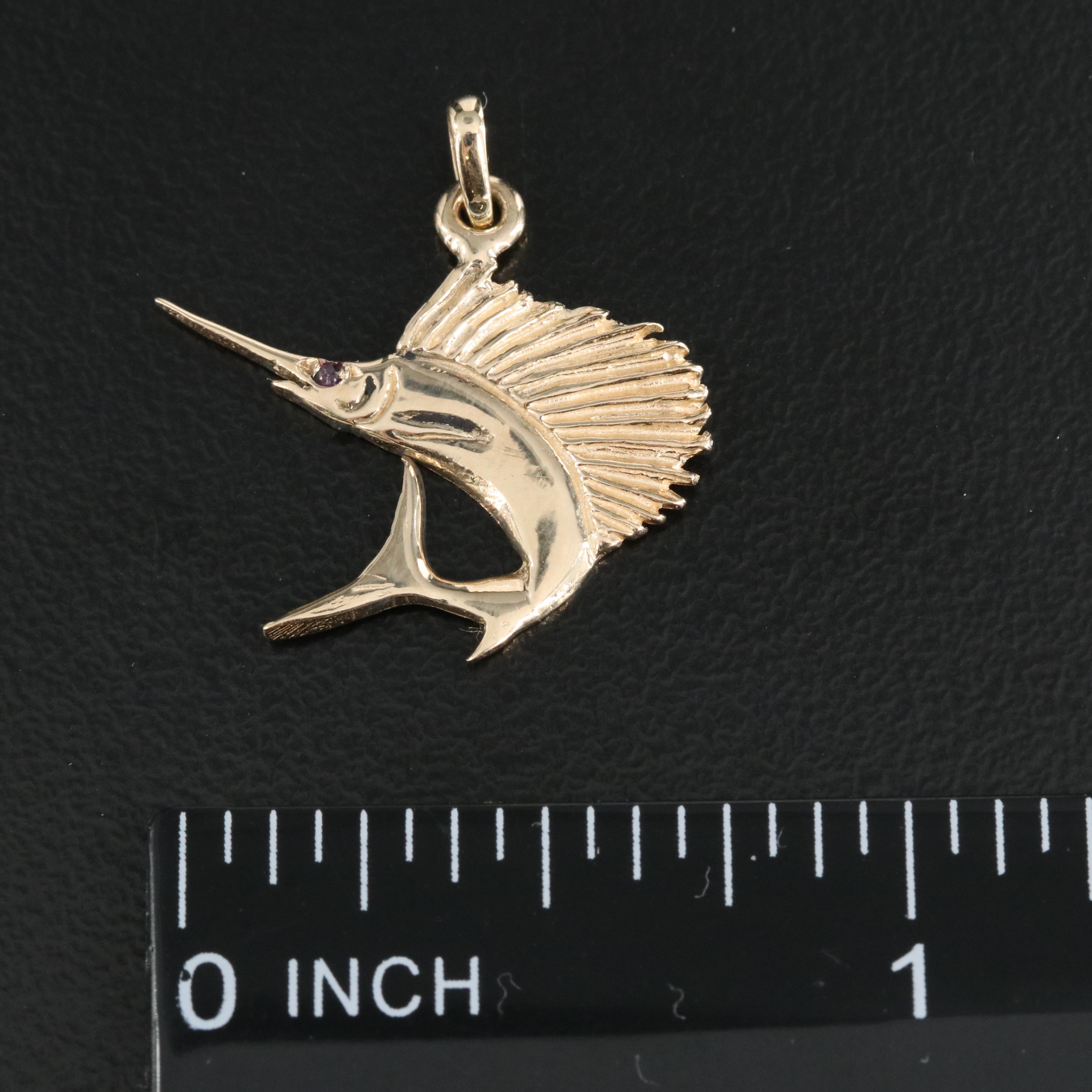14K Ruby Sail Fish Pendant