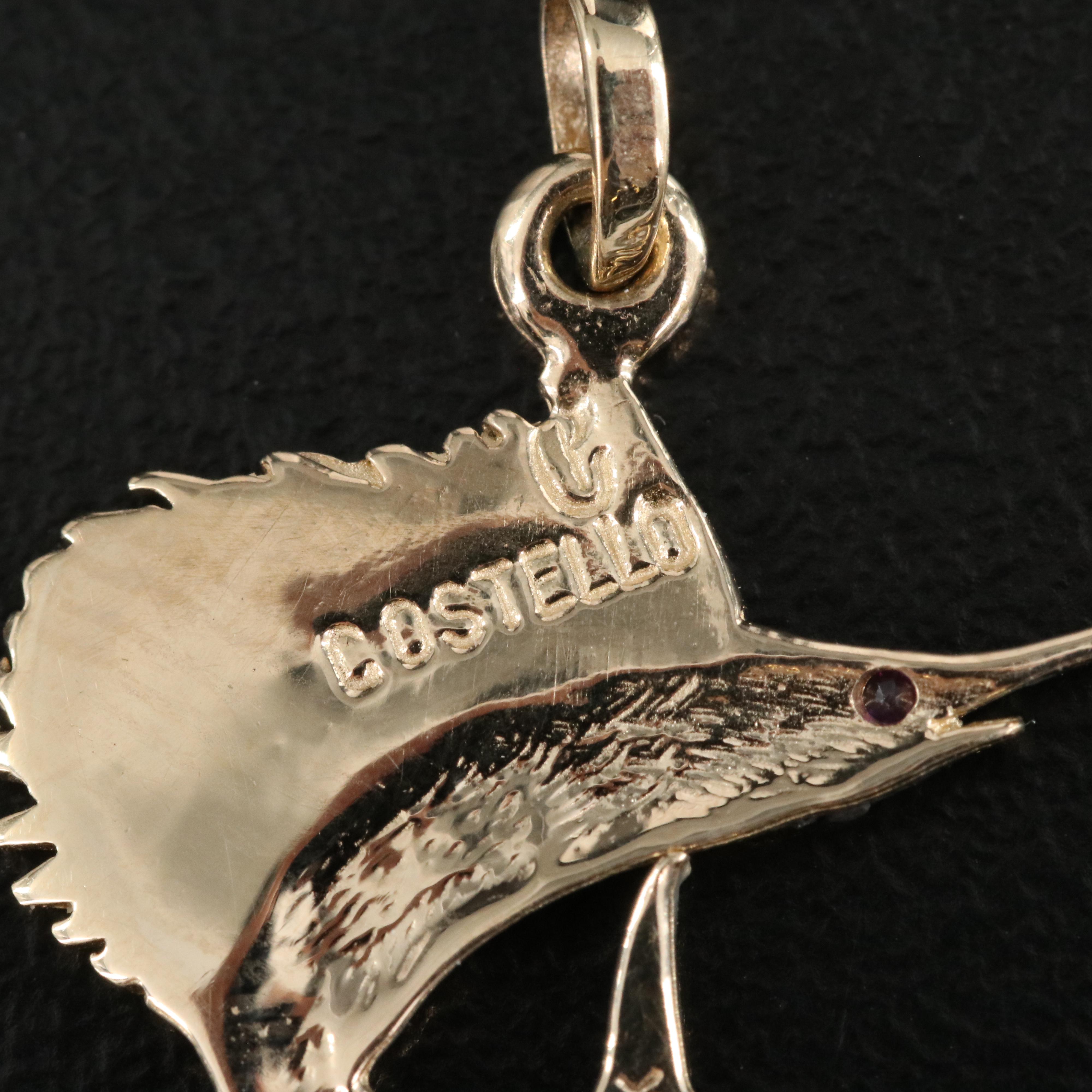 14K Ruby Sail Fish Pendant