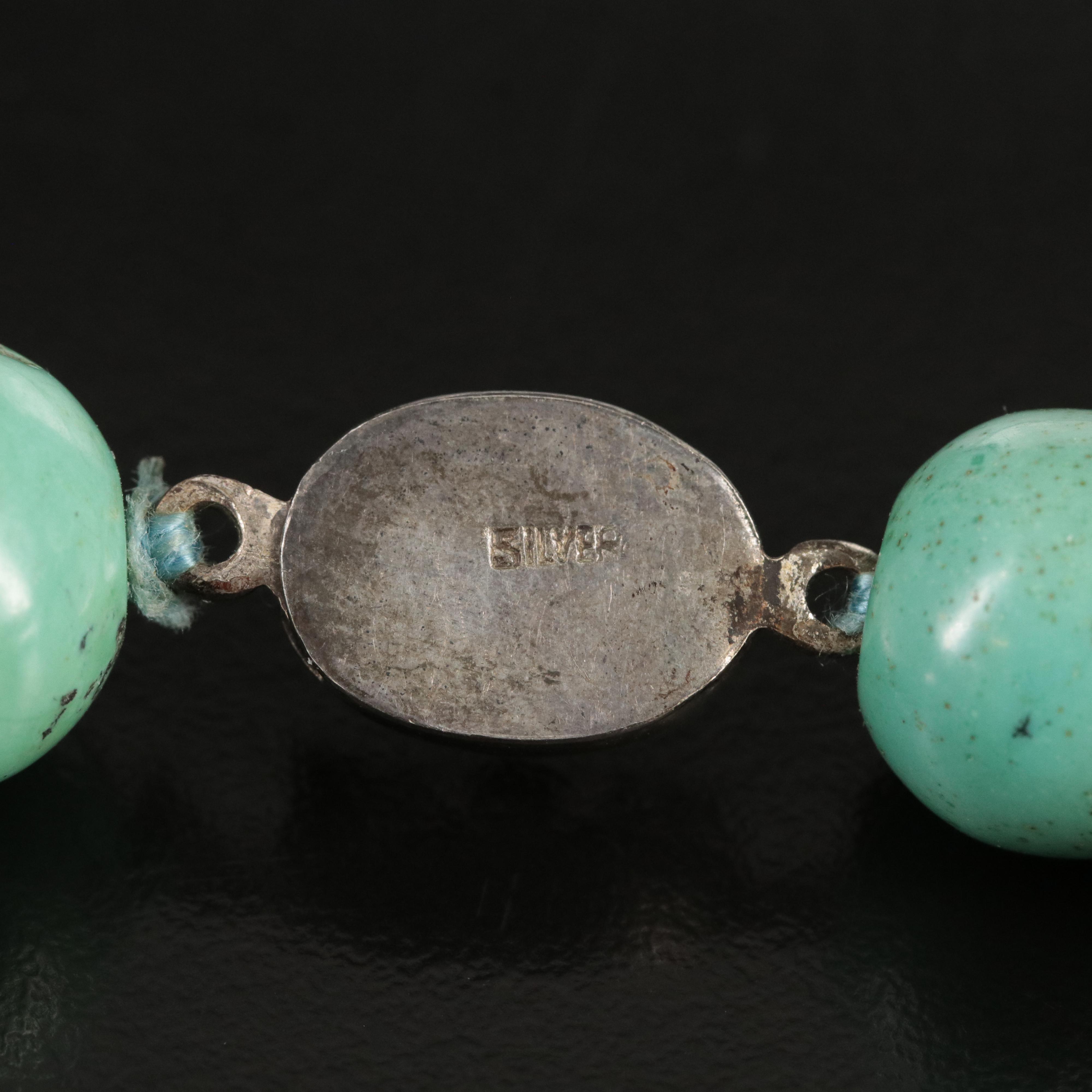 Chinese Sterling Turquoise Beaded Bracelet