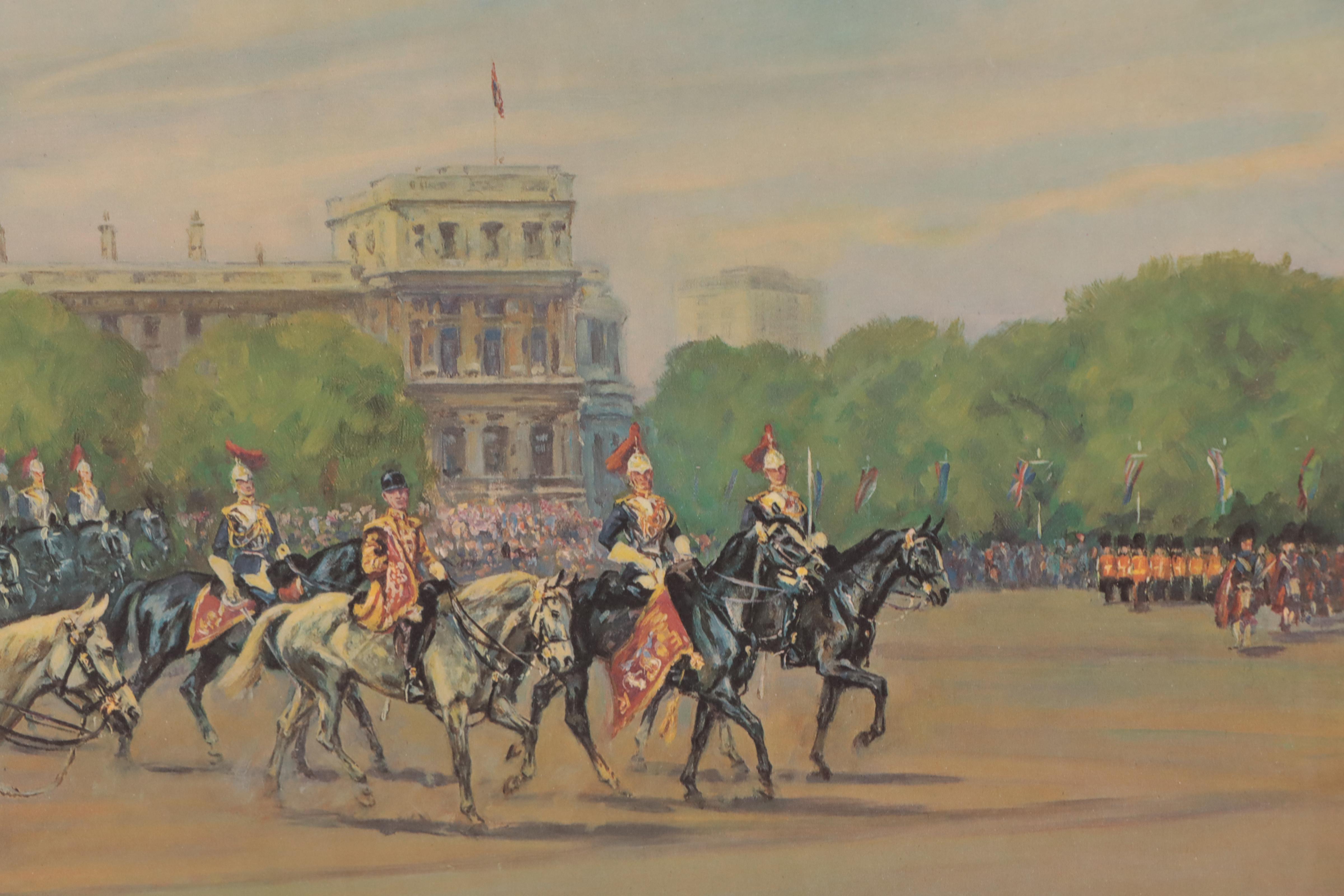 John Gregory King Offset Lithograph "Trooping The Colour"