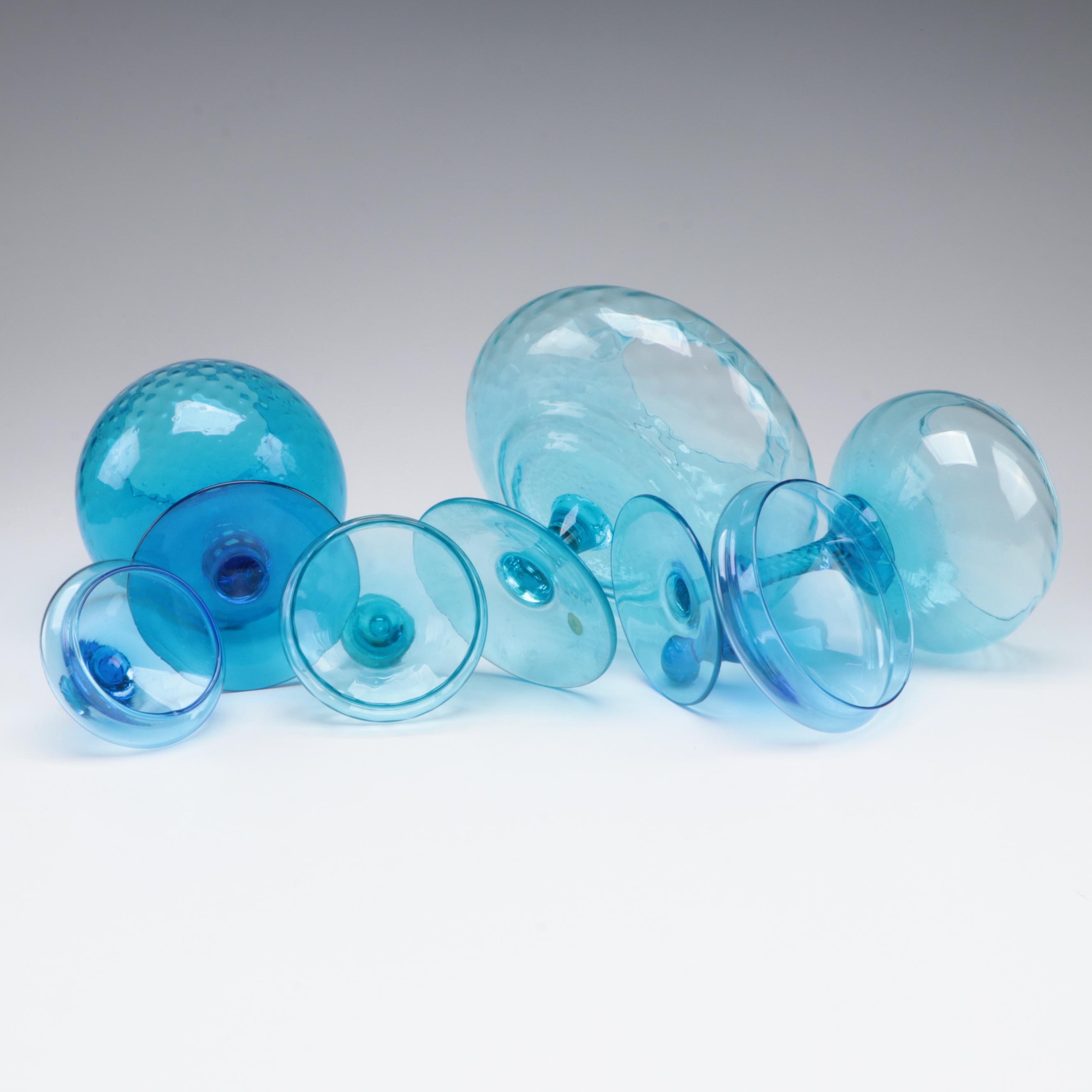 Italian and Other Blue Glass Apothecary Style Jars and Tableware