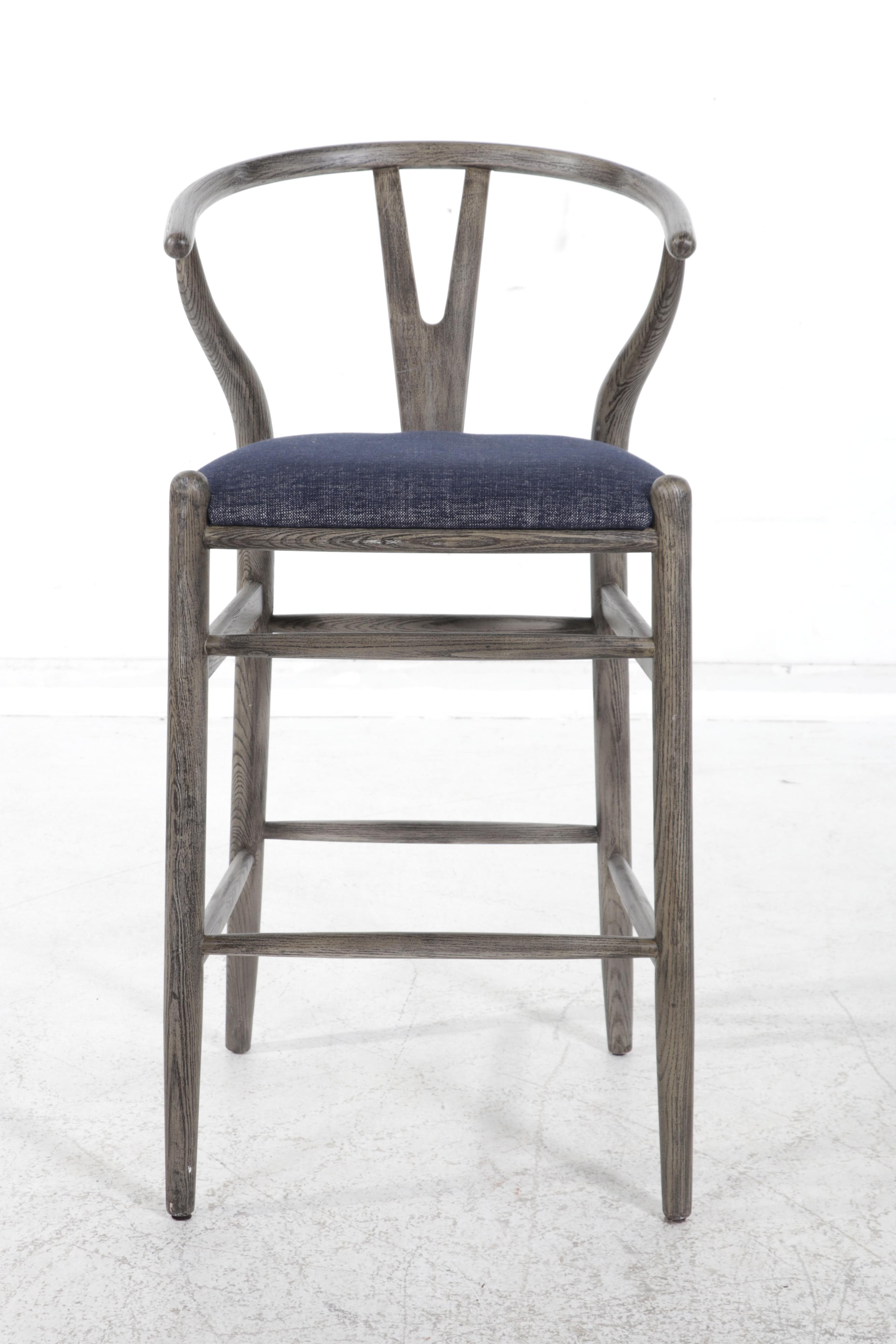 Three Arhaus "Robin" Bentwood Ash Wishbone Back Barstools