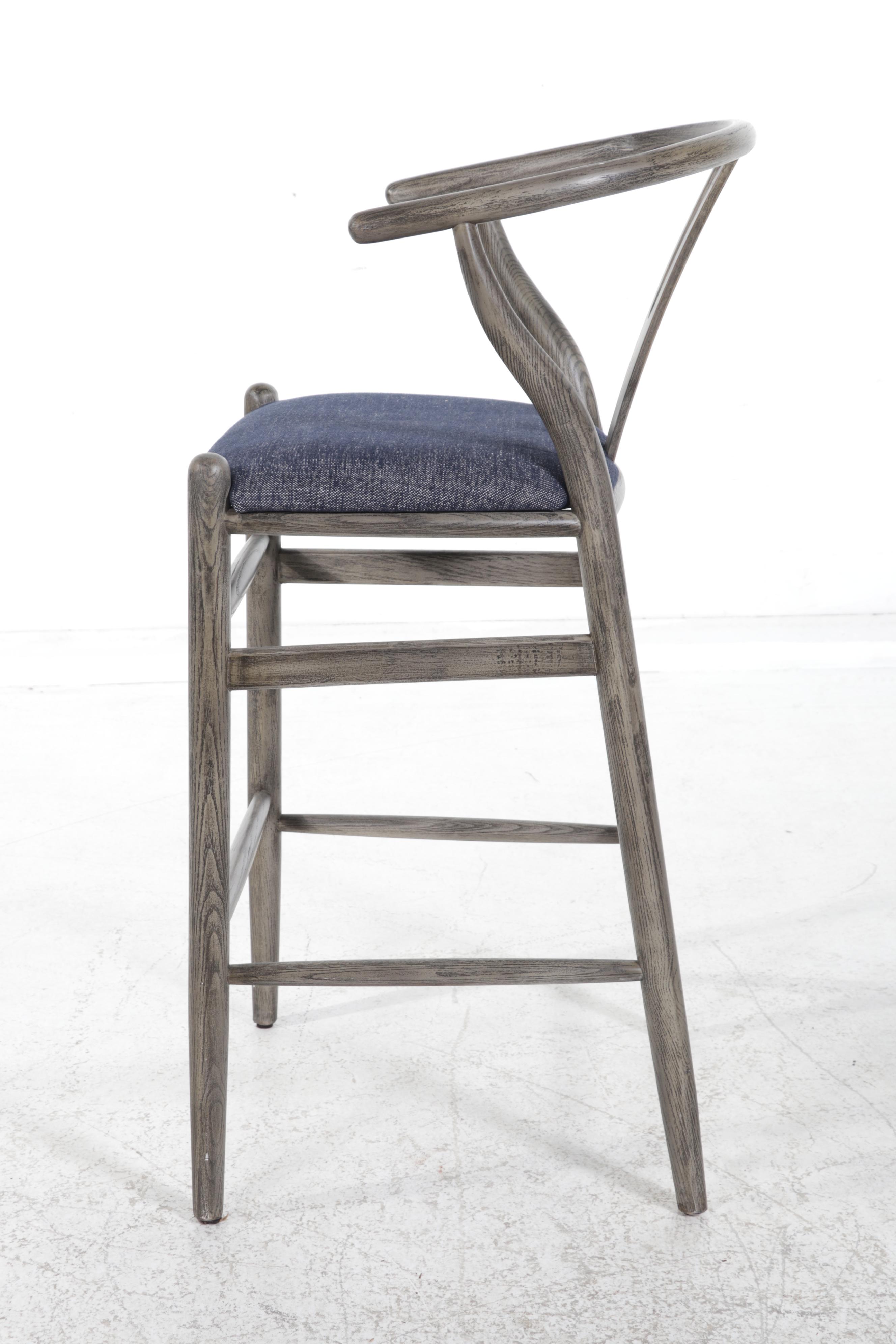 Three Arhaus "Robin" Bentwood Ash Wishbone Back Barstools