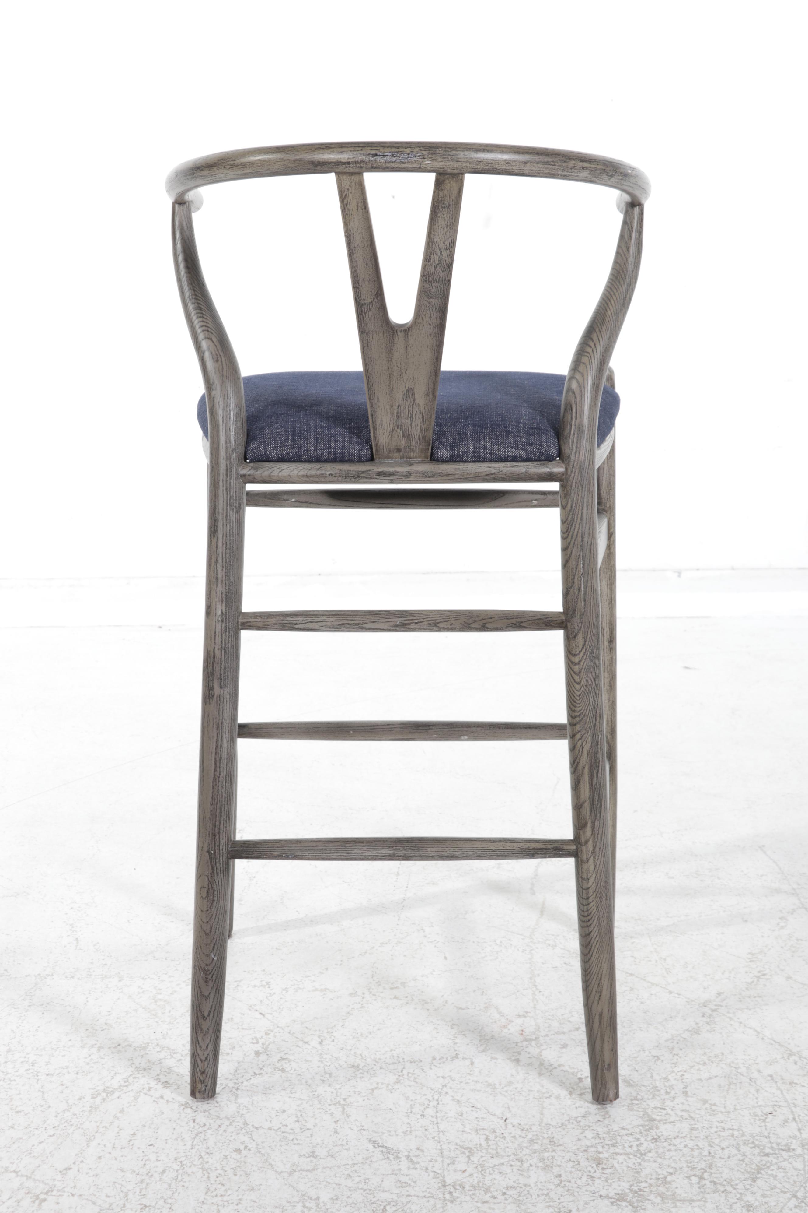 Three Arhaus "Robin" Bentwood Ash Wishbone Back Barstools