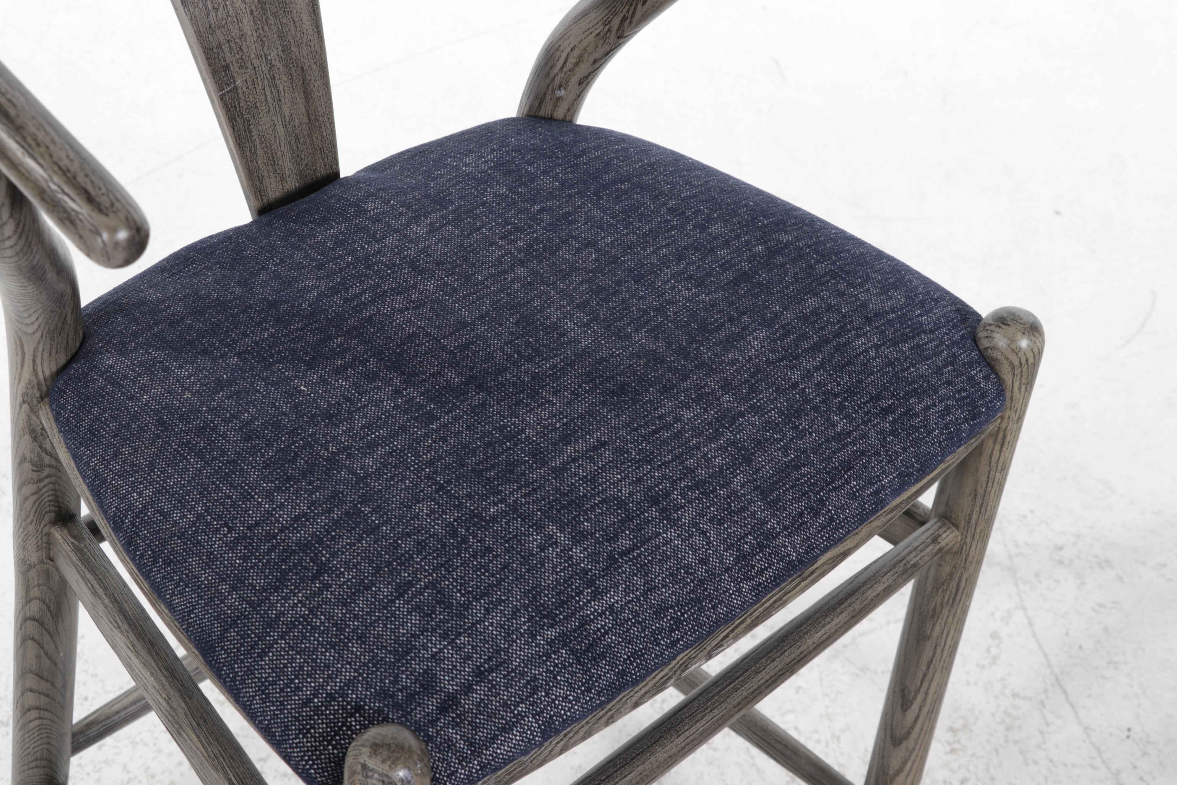 Three Arhaus "Robin" Bentwood Ash Wishbone Back Barstools