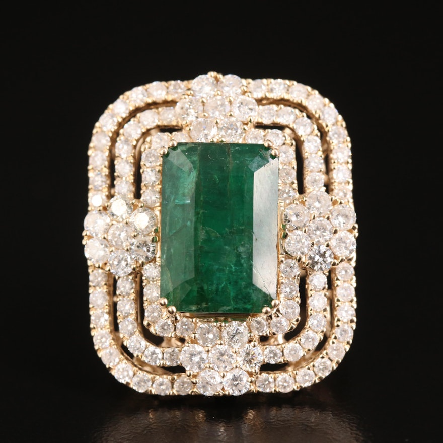 14K 5.41 CT Emerald and 2.23 CTW Diamond Ring