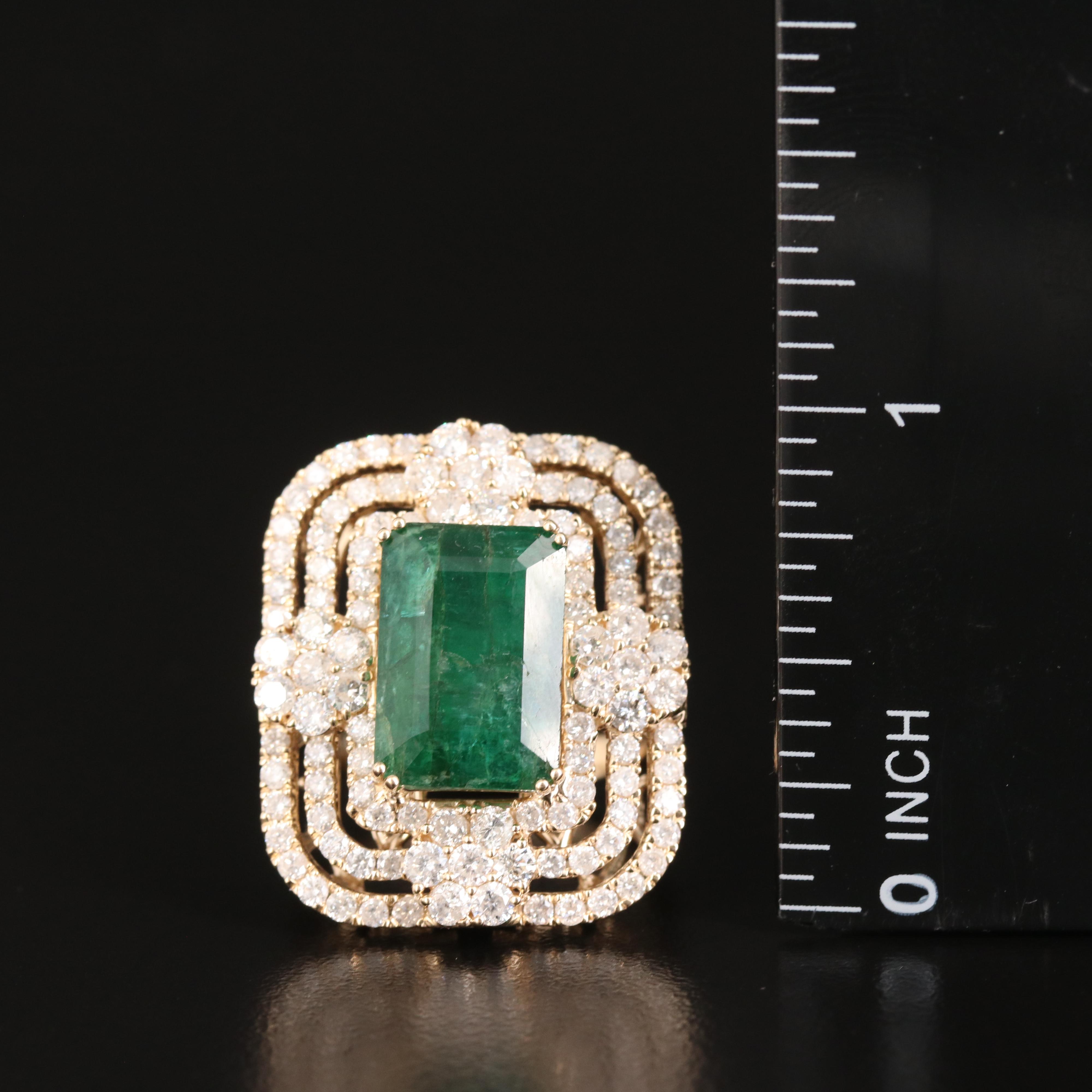 14K 5.41 CT Emerald and 2.23 CTW Diamond Ring