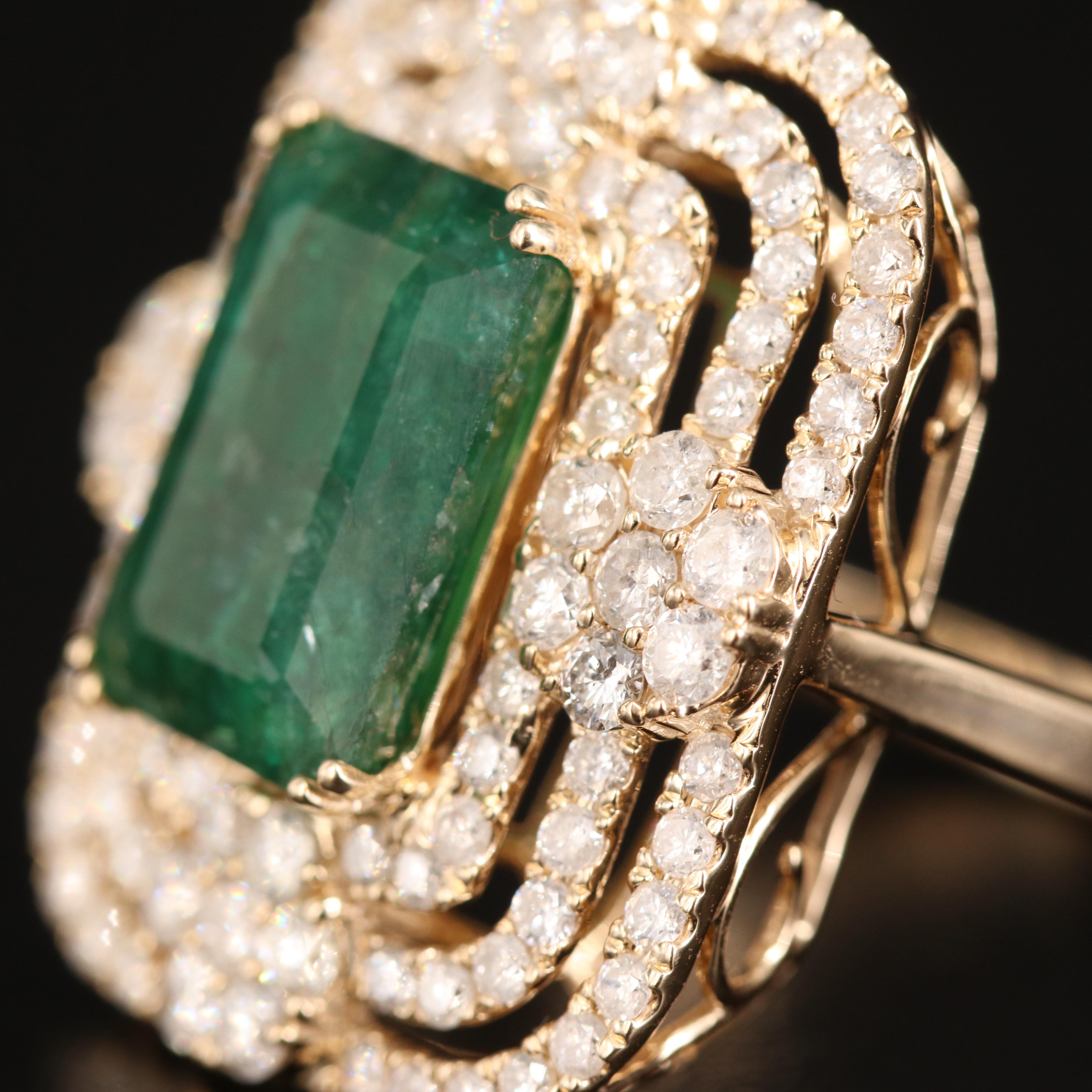 14K 5.41 CT Emerald and 2.23 CTW Diamond Ring
