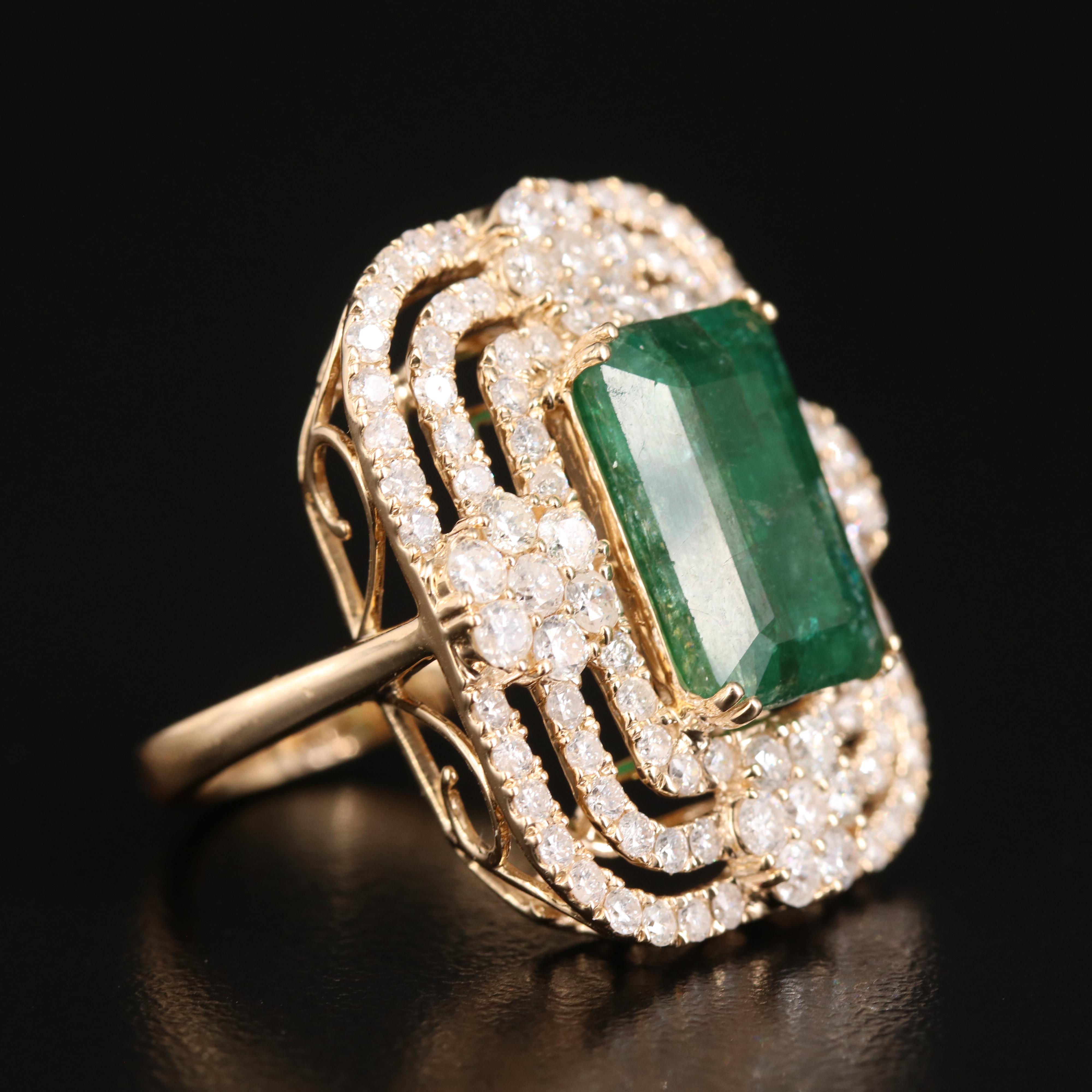 14K 5.41 CT Emerald and 2.23 CTW Diamond Ring