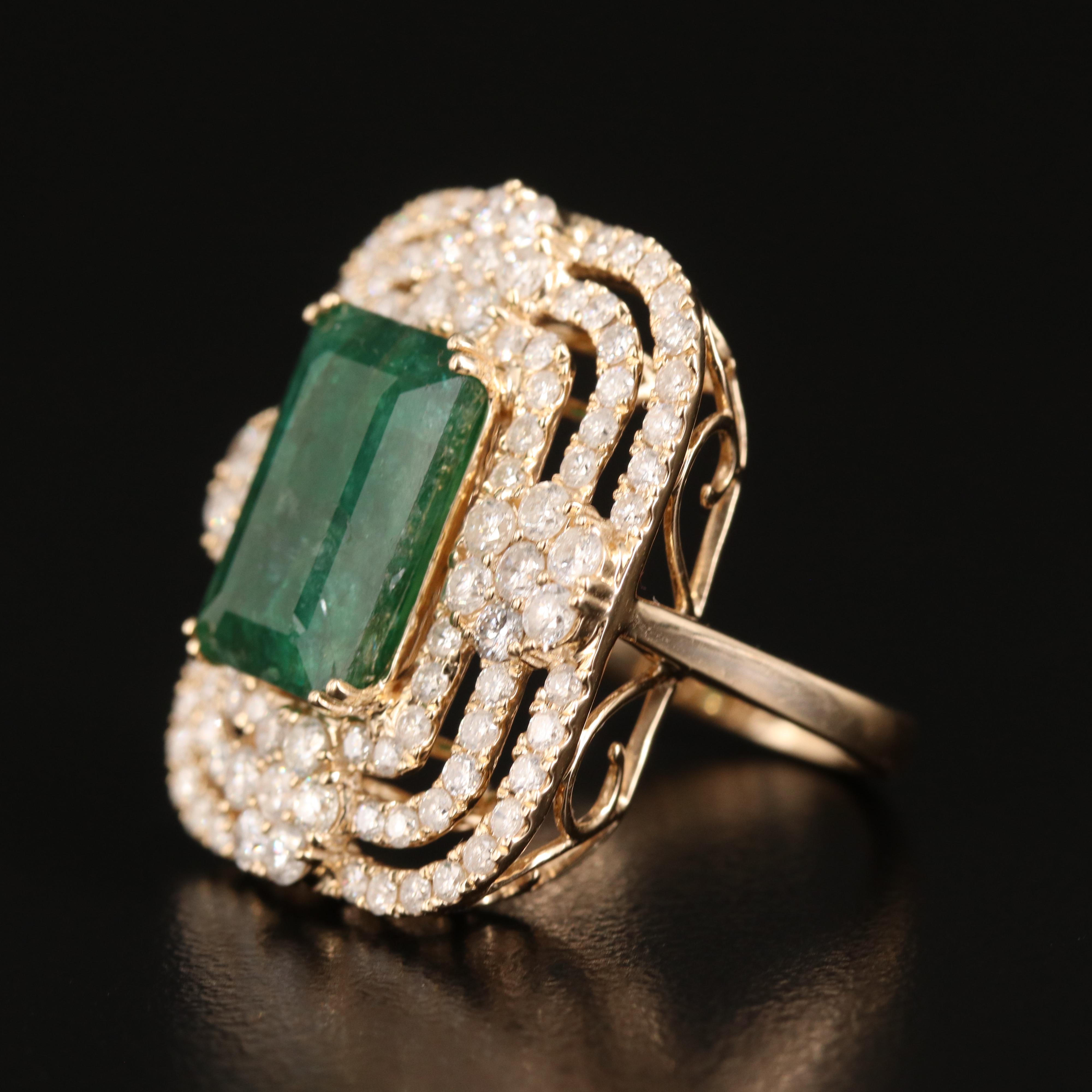 14K 5.41 CT Emerald and 2.23 CTW Diamond Ring