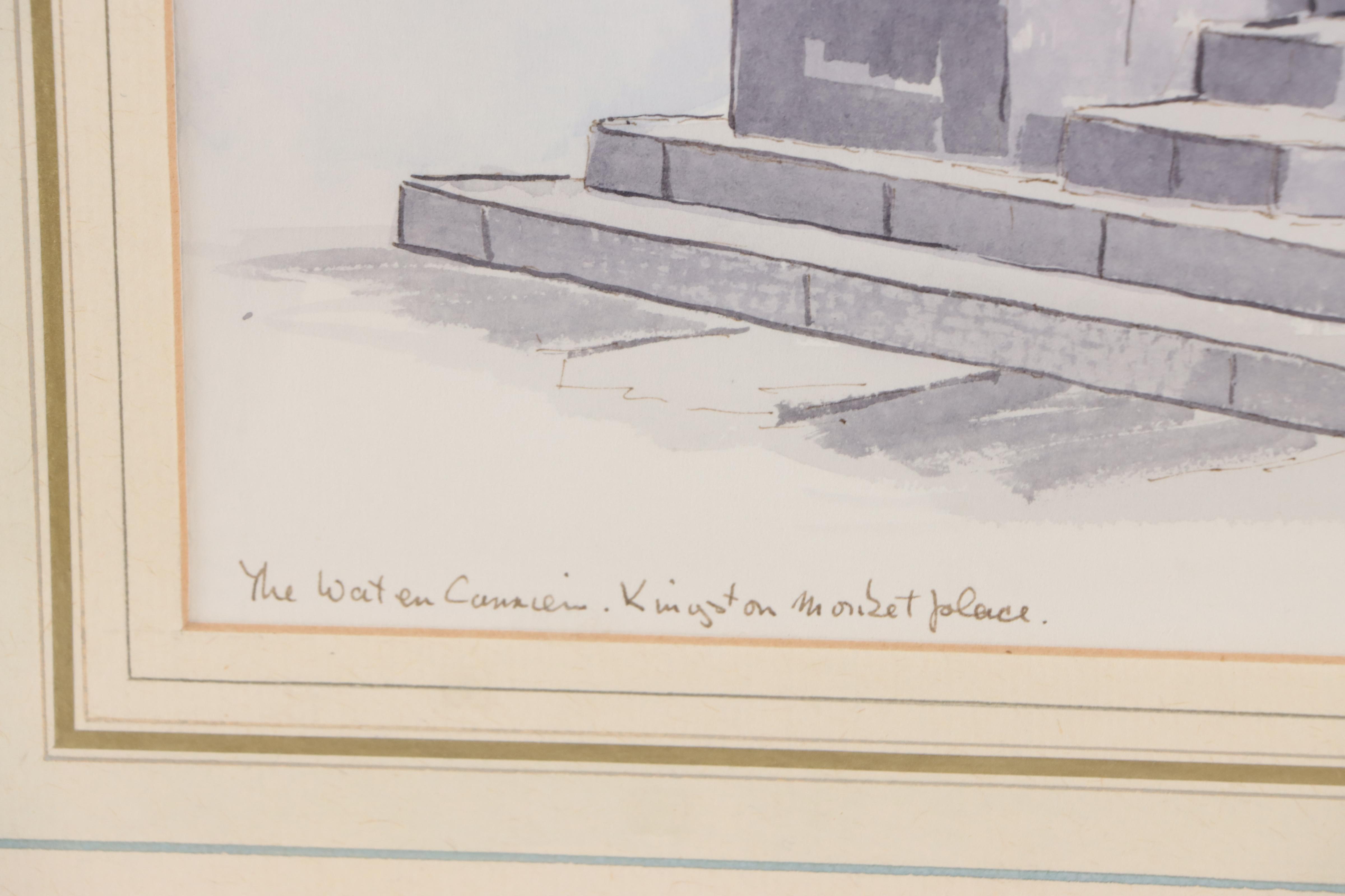 Desmond Wimsett Watercolor Painting of Statue, 1982