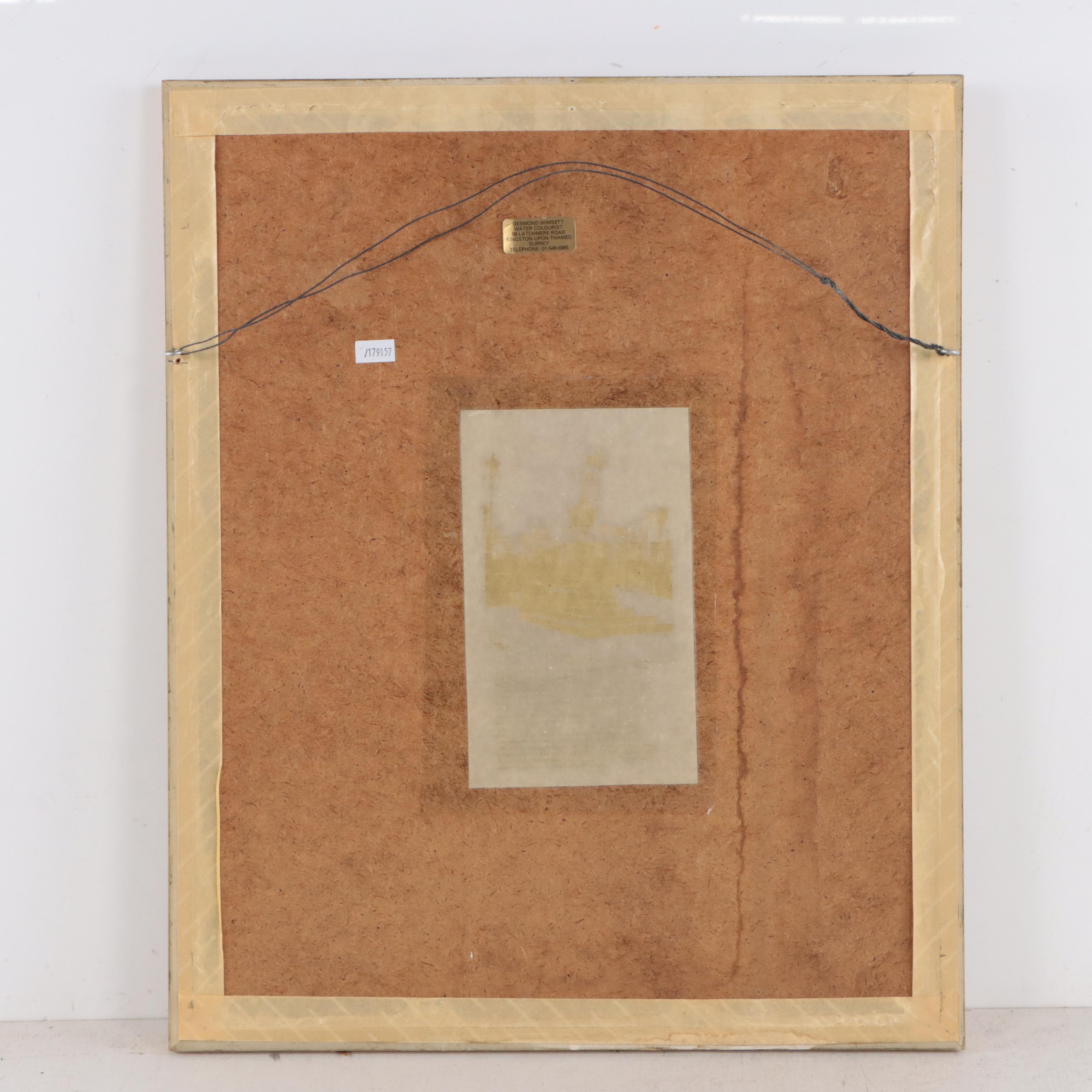 Desmond Wimsett Watercolor Painting of Statue, 1982