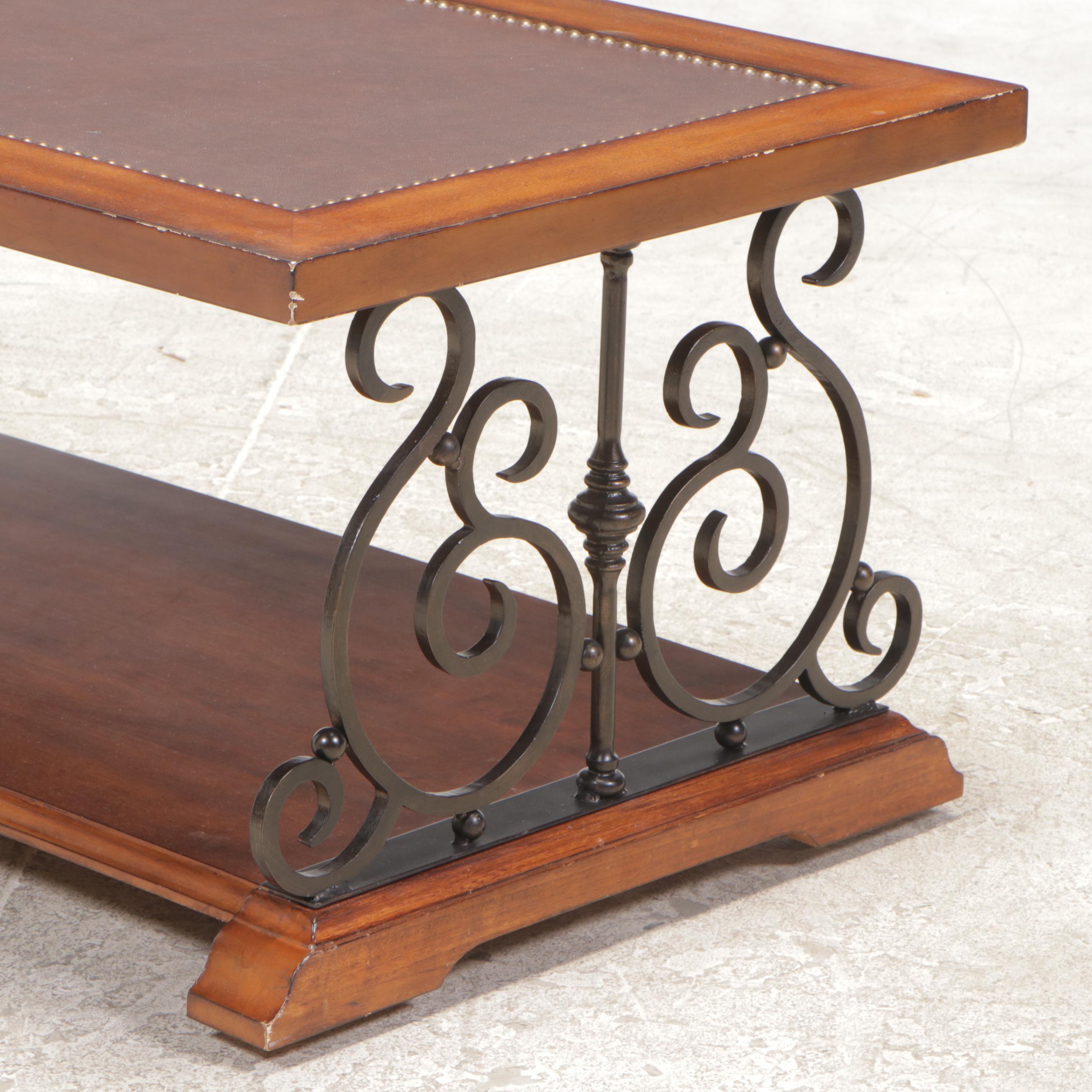 Lane Iron-Mounted Hardwood Two-Tier Coffee Table