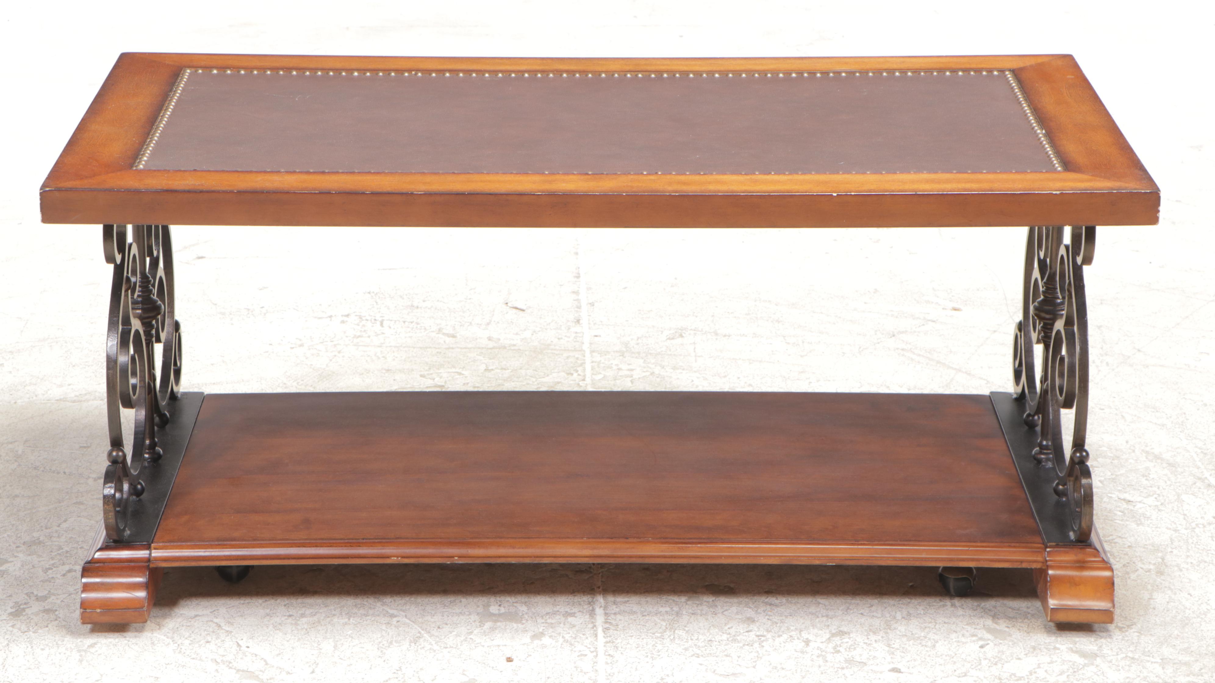Lane Iron-Mounted Hardwood Two-Tier Coffee Table